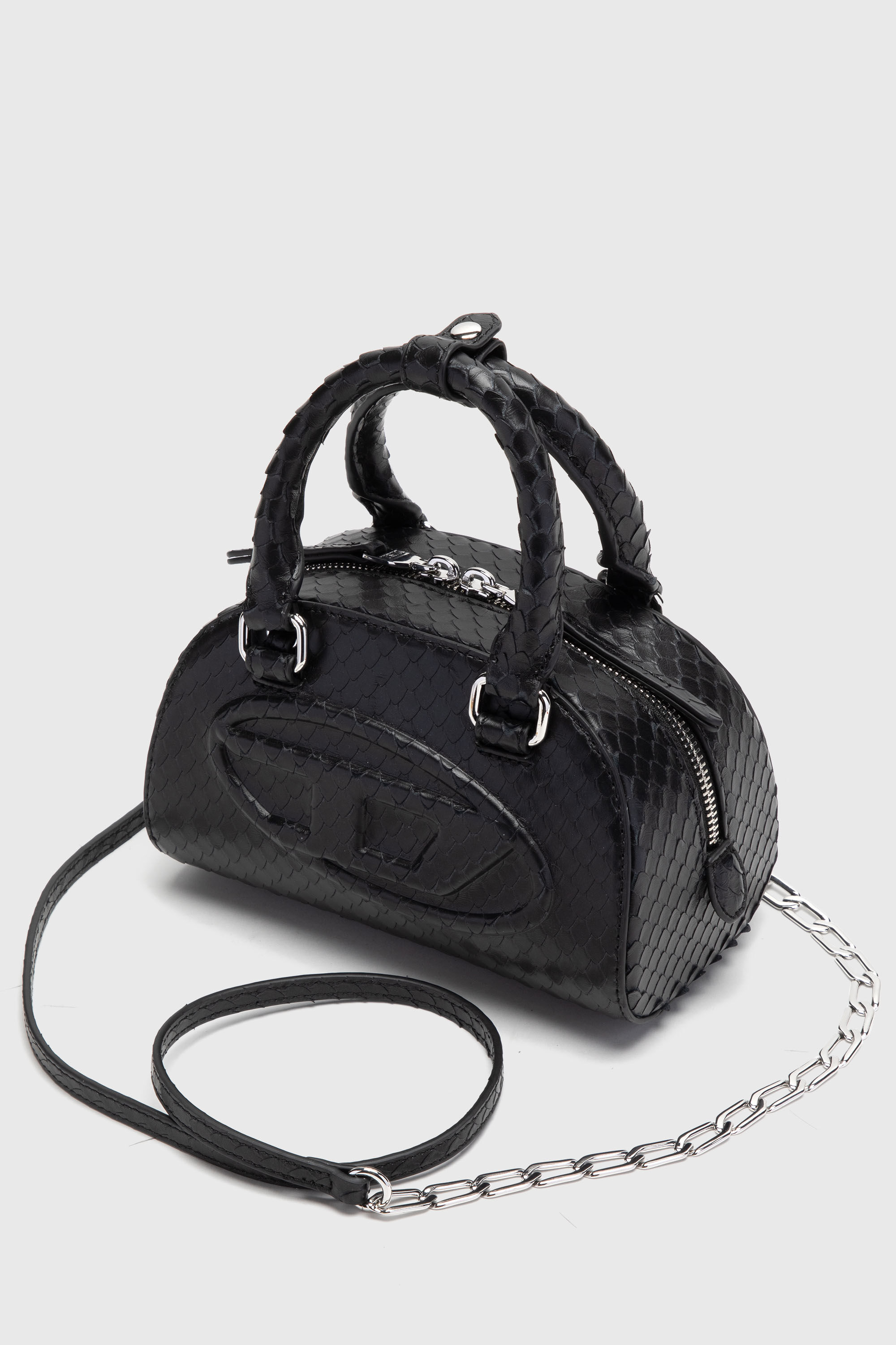 Diesel - 1DR DOME CROSSBODY, Female's 1DR Dome-Small bowling bag in snake-effect leather in ブラック - 5