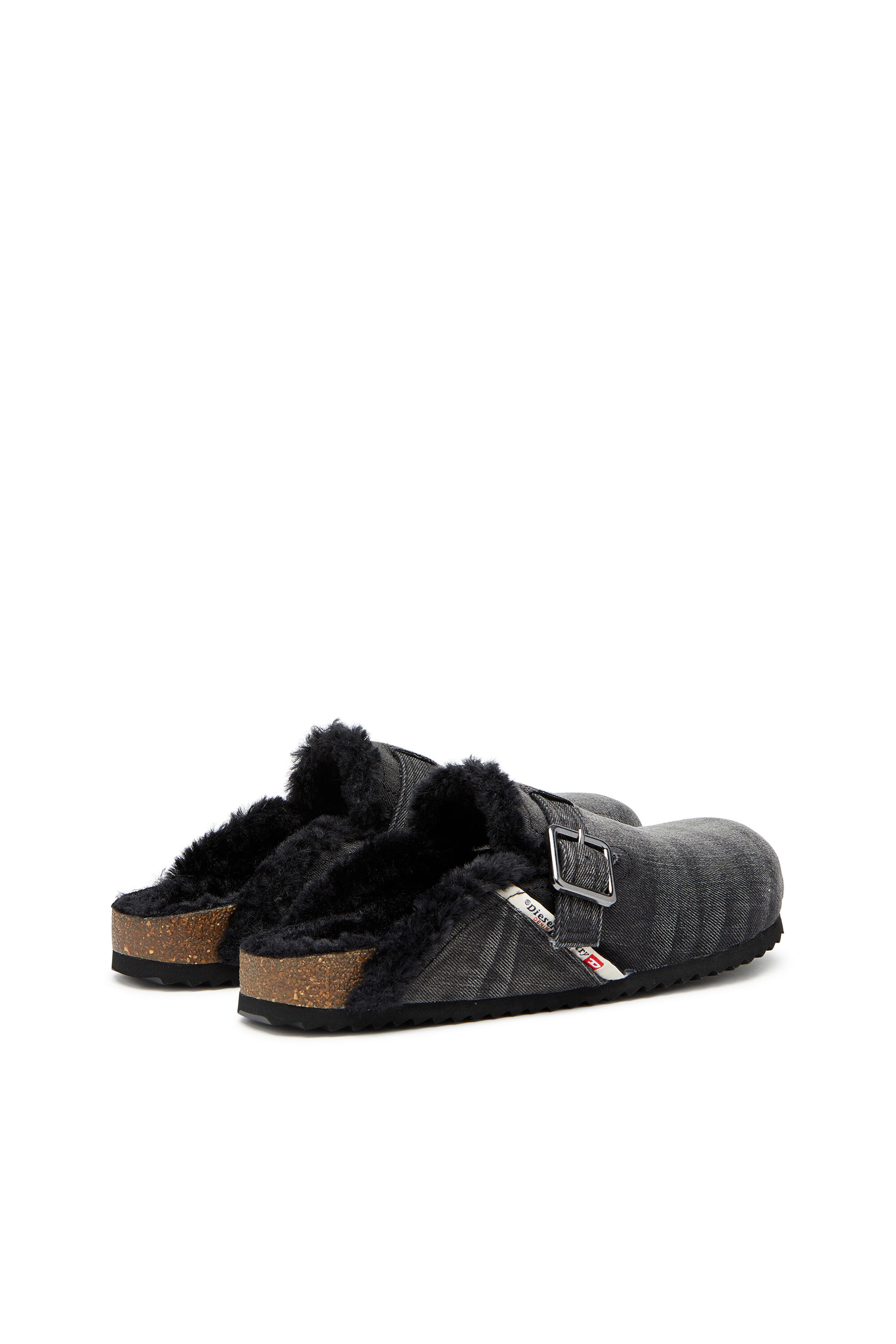 Diesel - D-WOODSTOCK X, Male's D-Woodstock-Denim mules with fluffy lining in ブラック - 3