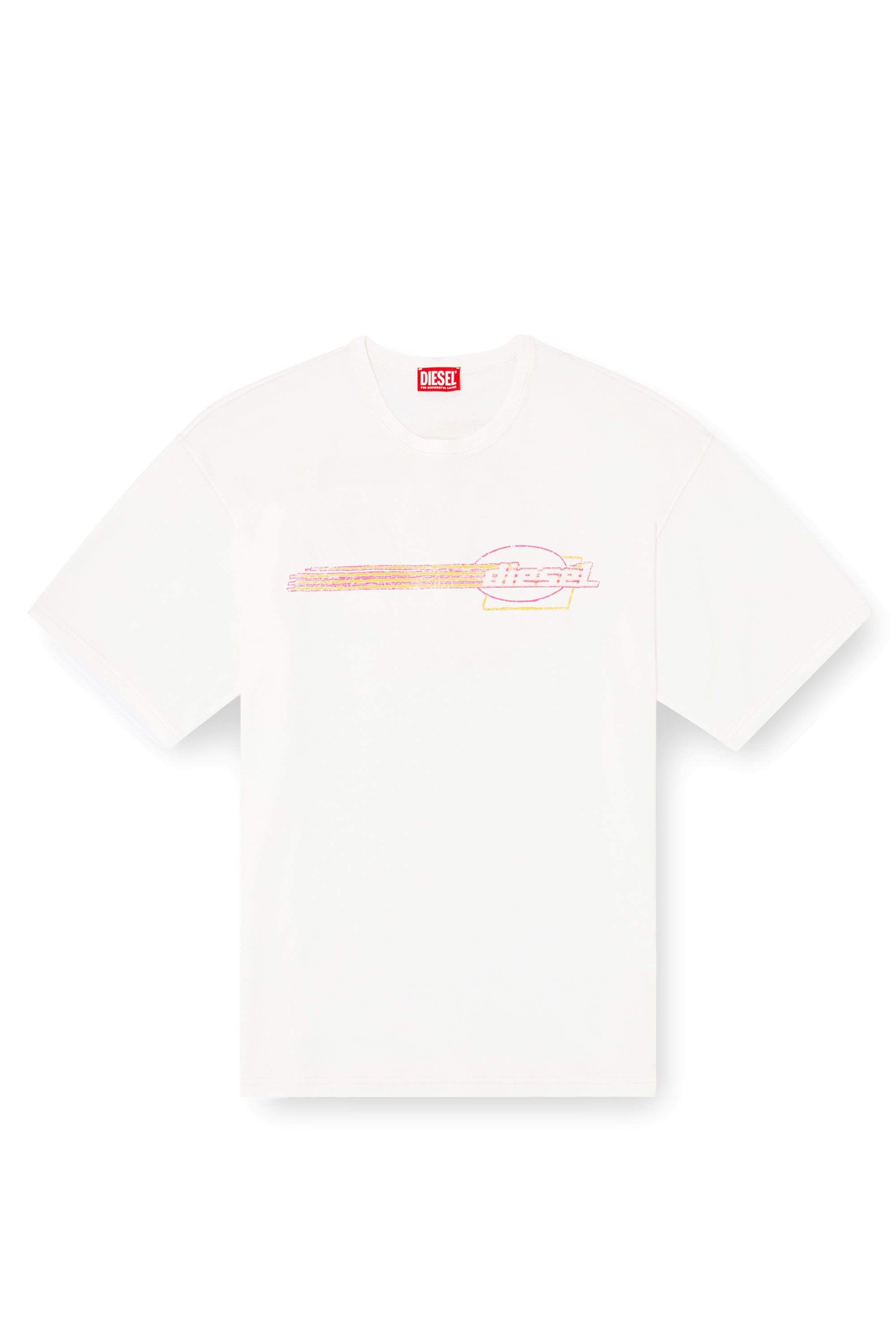 Diesel - T-BOXT-R16, Male's T-shirt with flocked logo graphics in ホワイト - 2