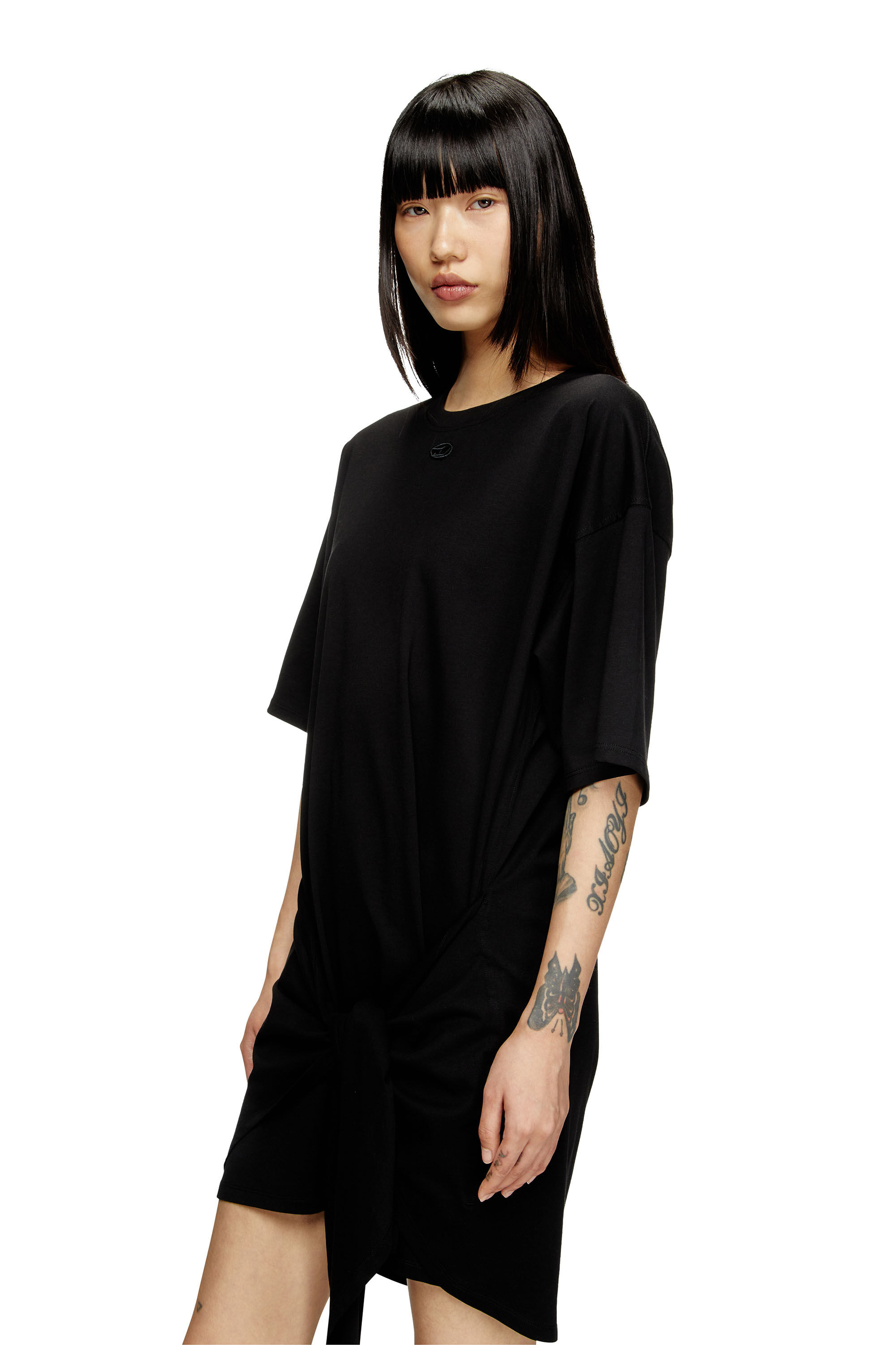 Diesel - D-EIVOR, Female's T-shirt dress with tie front in ブラック - 5