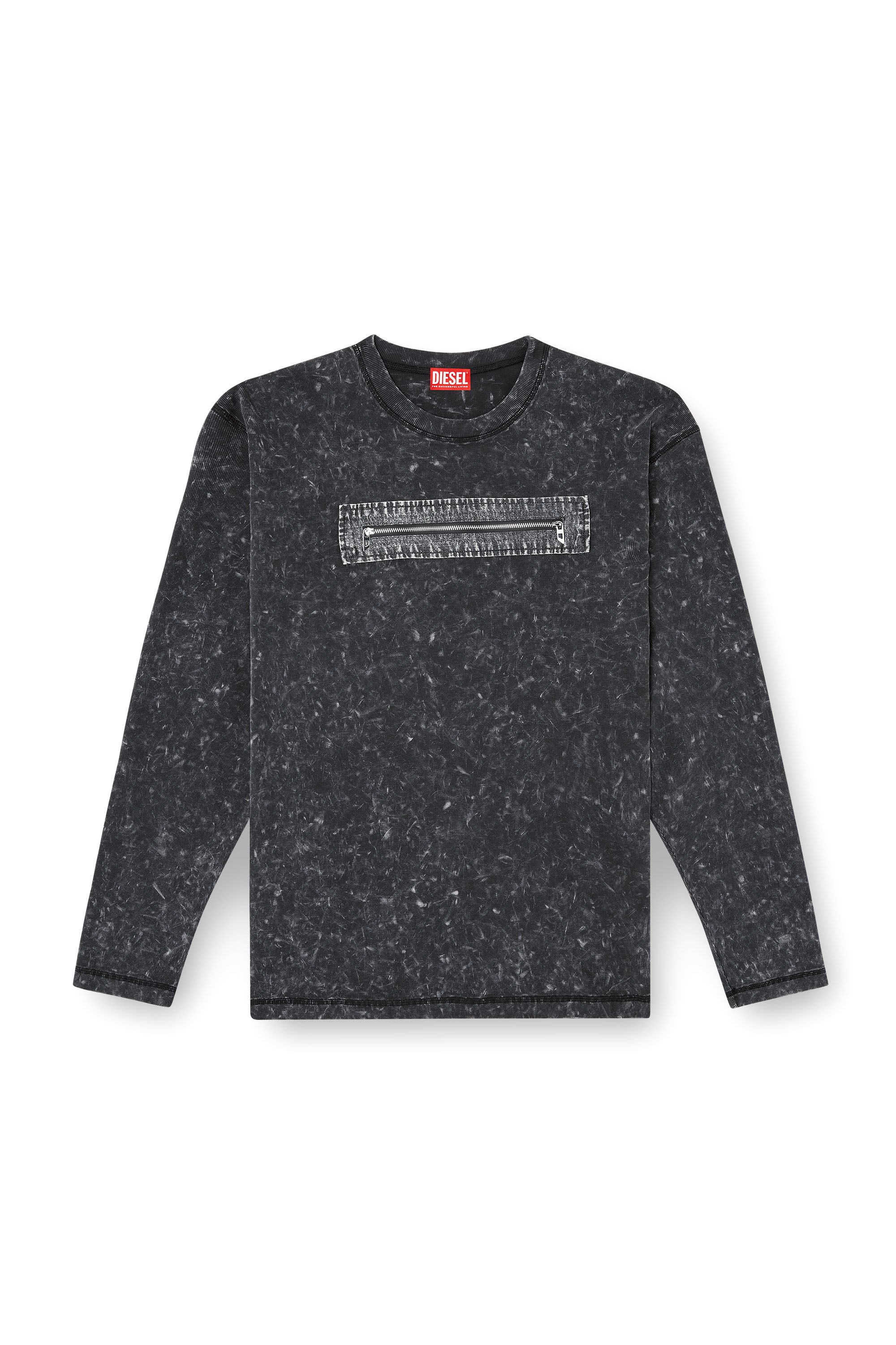 T-AUSER Marble-effect top with zipped cu-outs｜ブラック