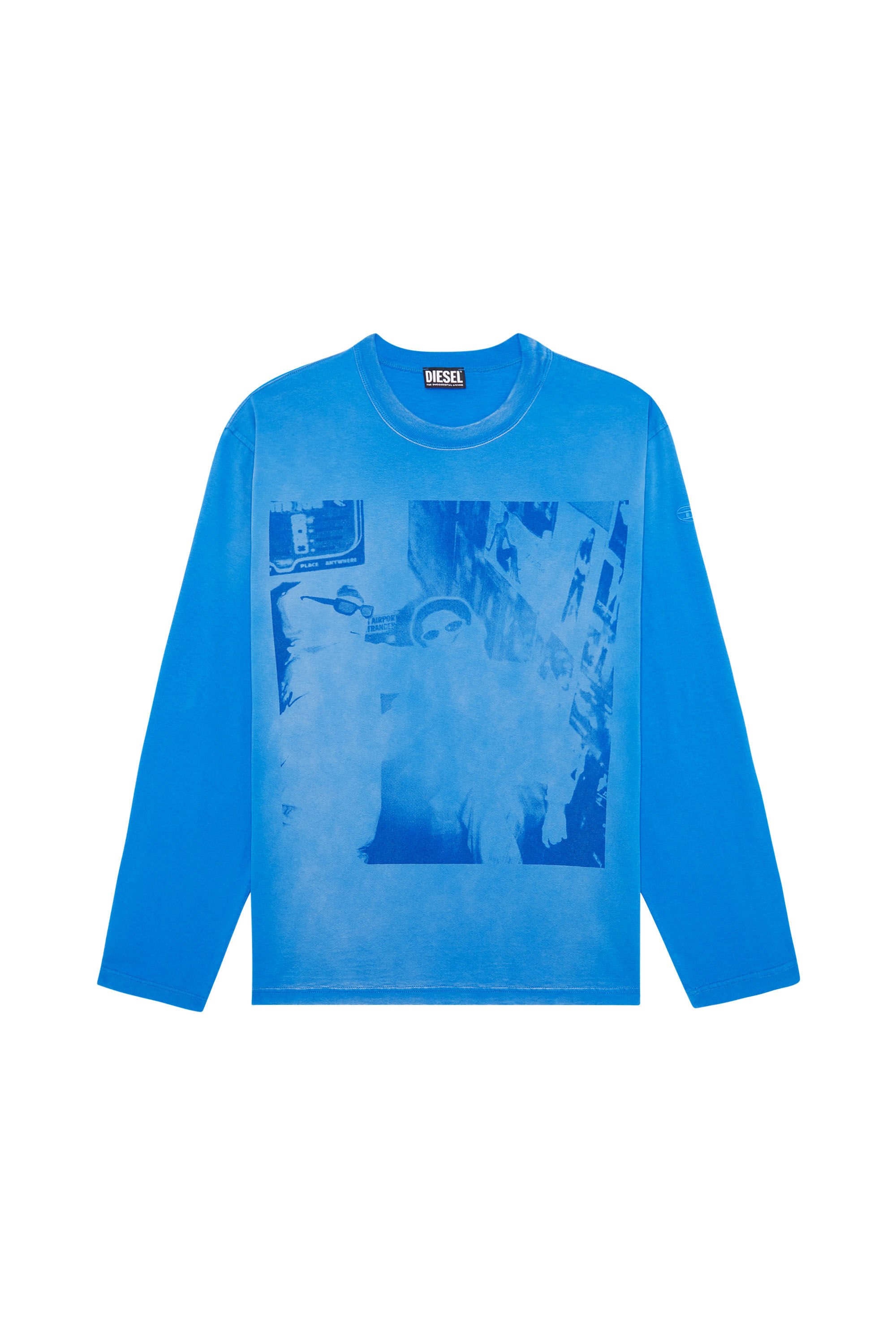 Diesel - T-CRANE-LS-G5, Male's フォトプリント 長そで Tシャツ in ブルー - 2