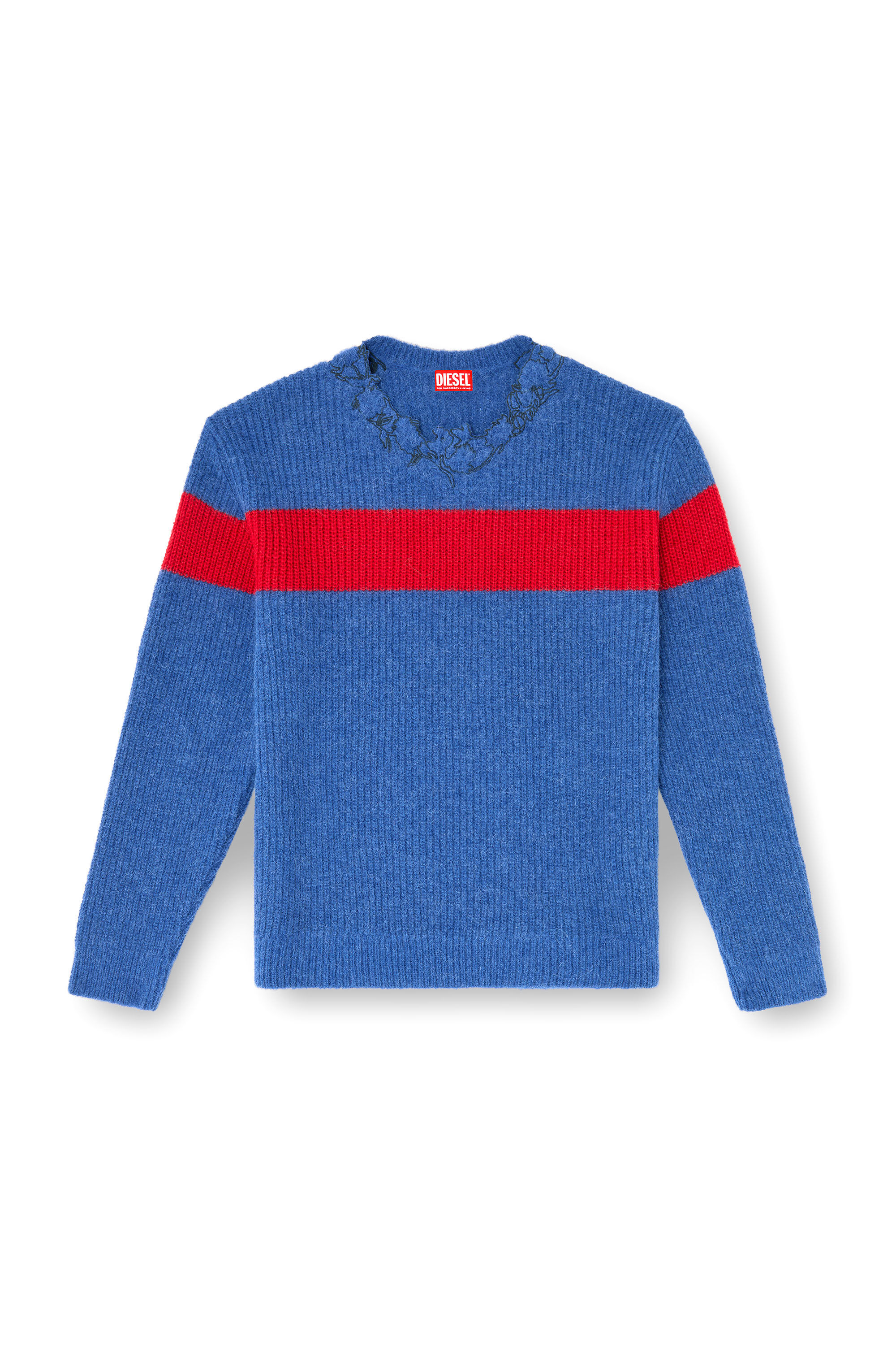 K-SOREN Alpaca-blend jumper with jagged floral neck｜ブルー