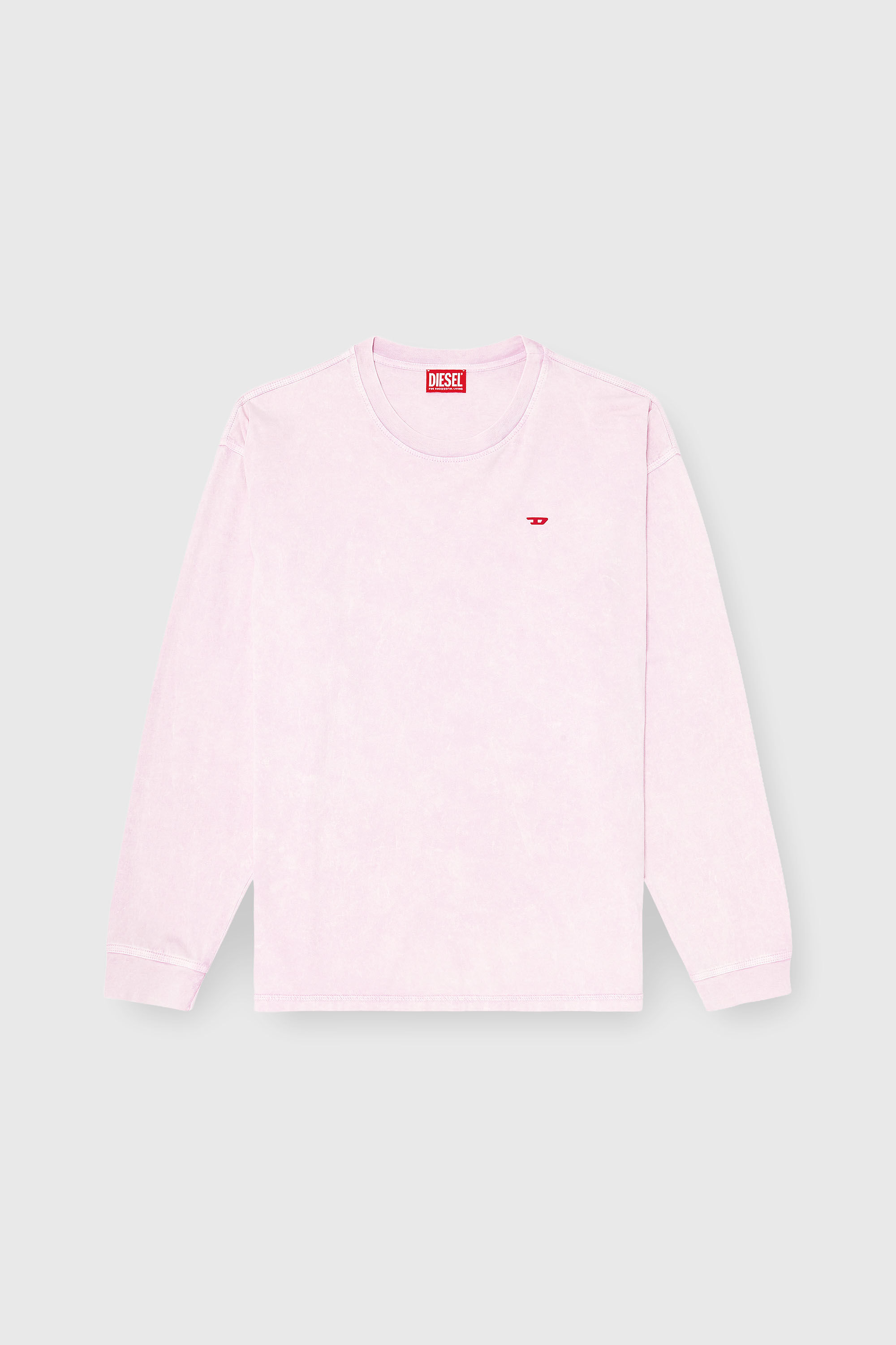 Diesel - T-BOXT-LS-AA5, Male's 長袖Tシャツ in ピンク / ホワイト - 2