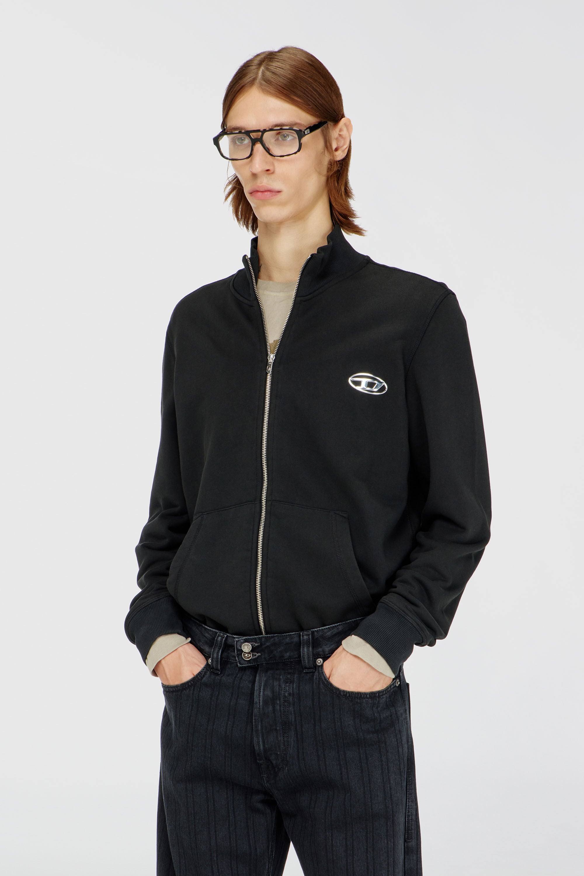 Diesel - S-GINN-ZIP-IOD, Male's ジップアップスウェット in ブラック - 3