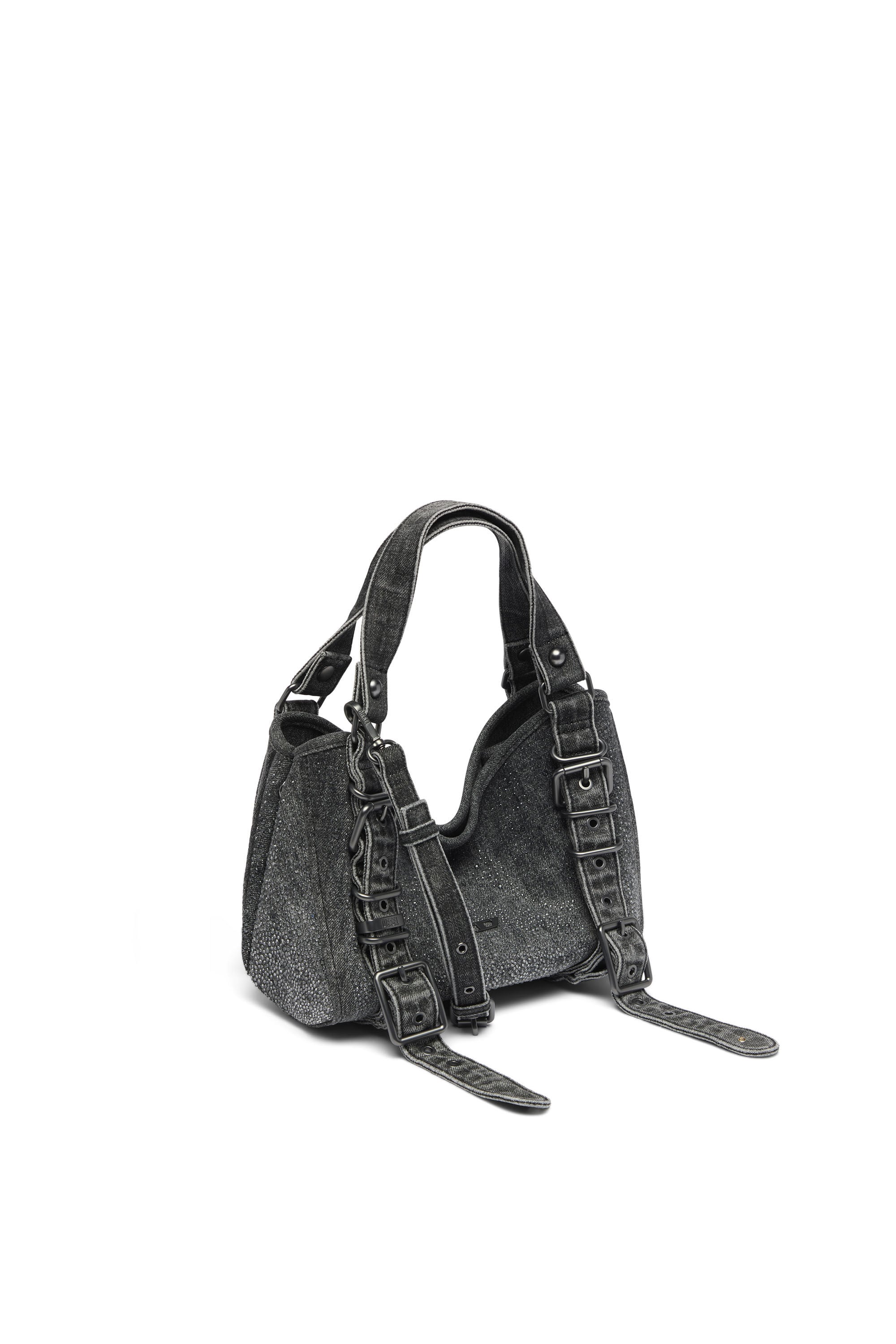 Diesel - D-ONE TOPHANDLE S, Female's D-One-Small top-handle bag in crystal solarised denim in ブラック - 3