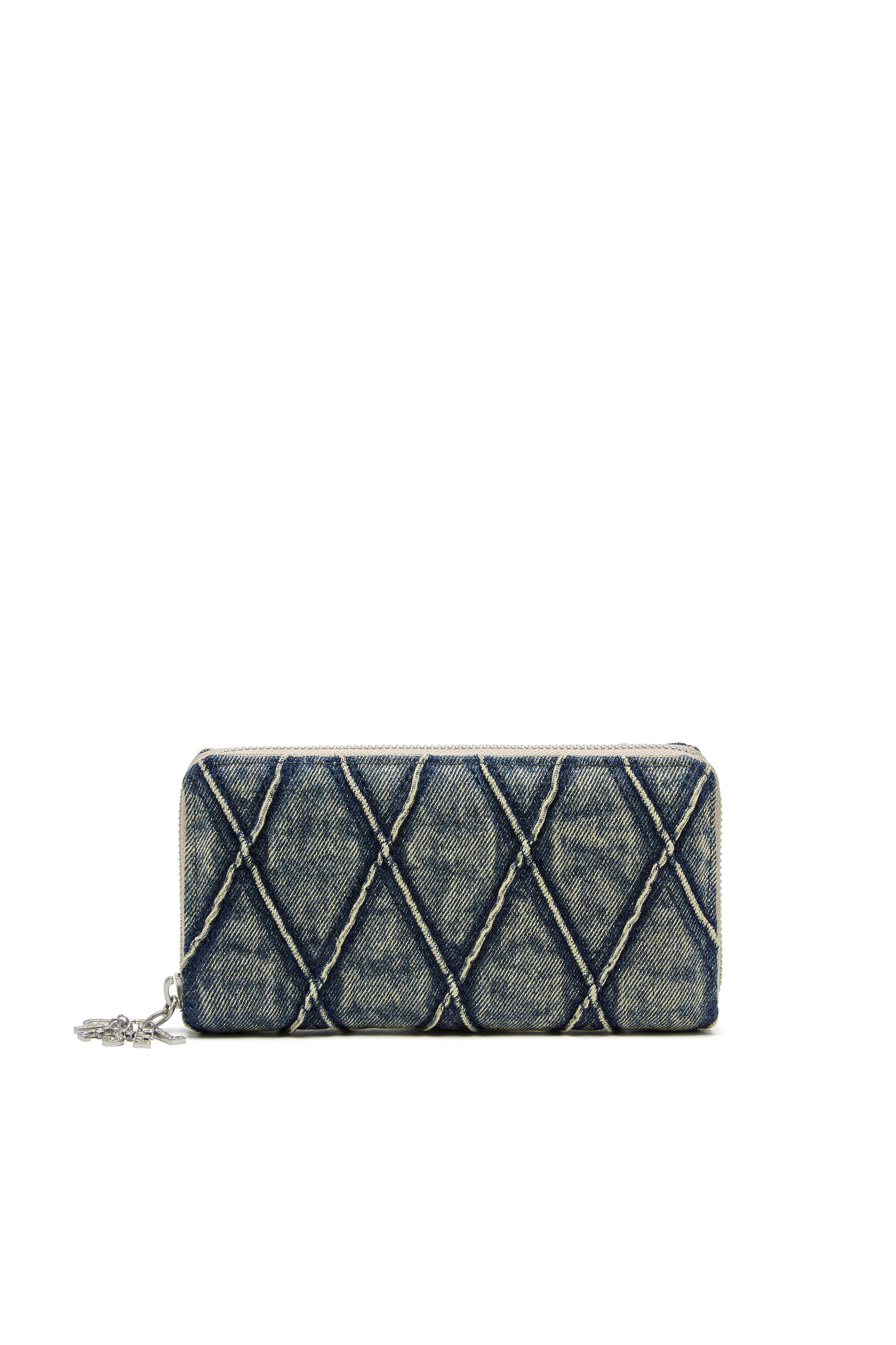 CHARM-D CONTINENTAL ZIP L Zip wallet in Argyle quilted denim