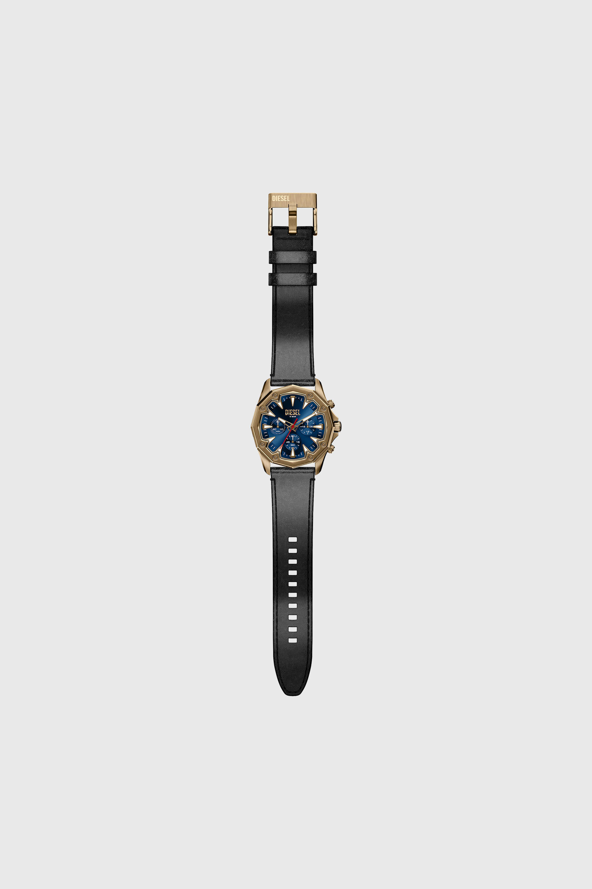 DZ4733 WATCH Stinger antique gold-tone leather watch｜ブラック