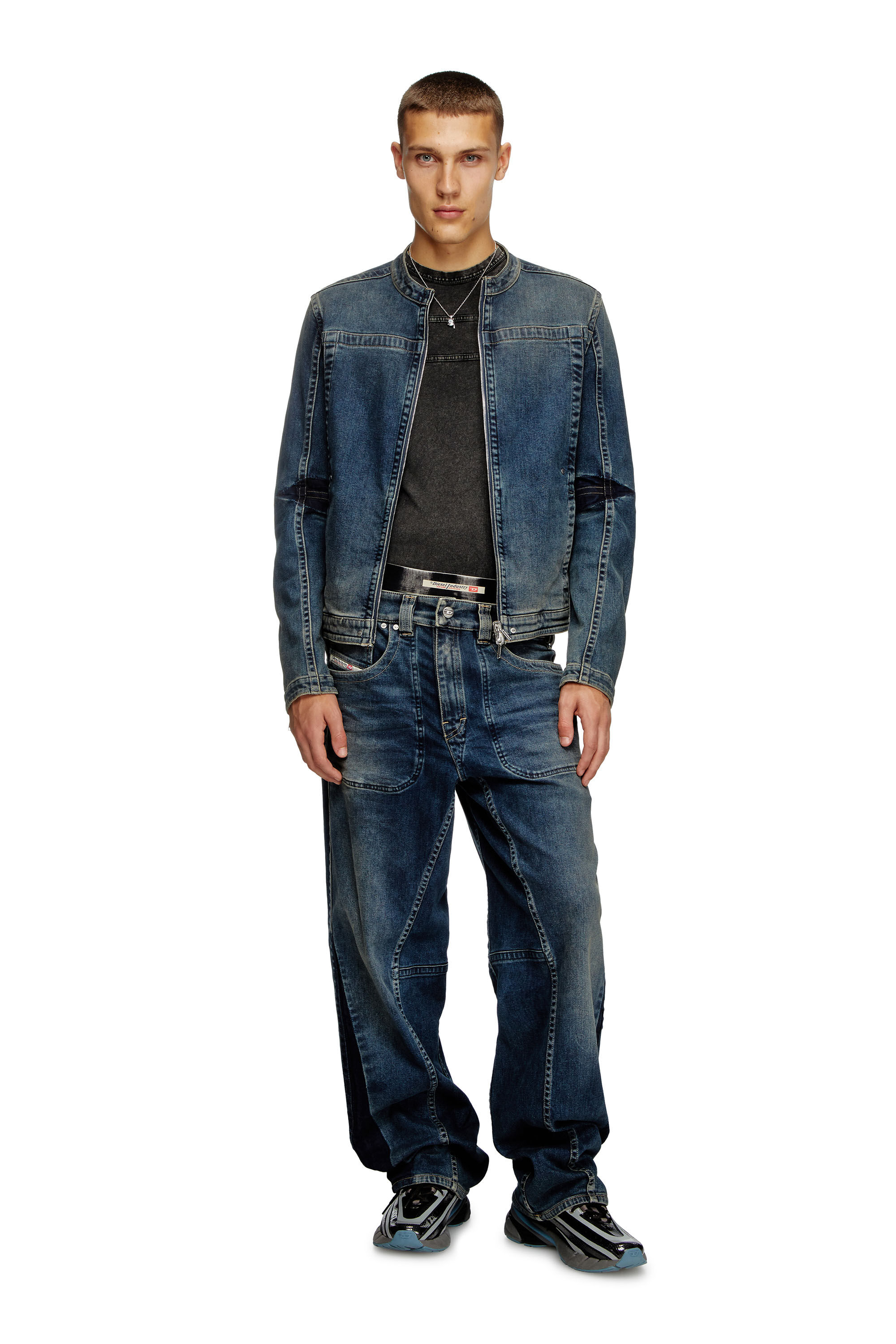 Diesel - D-GLORY-RE, Male's Moto jacket in Rehab denim in ダークブルー - 1