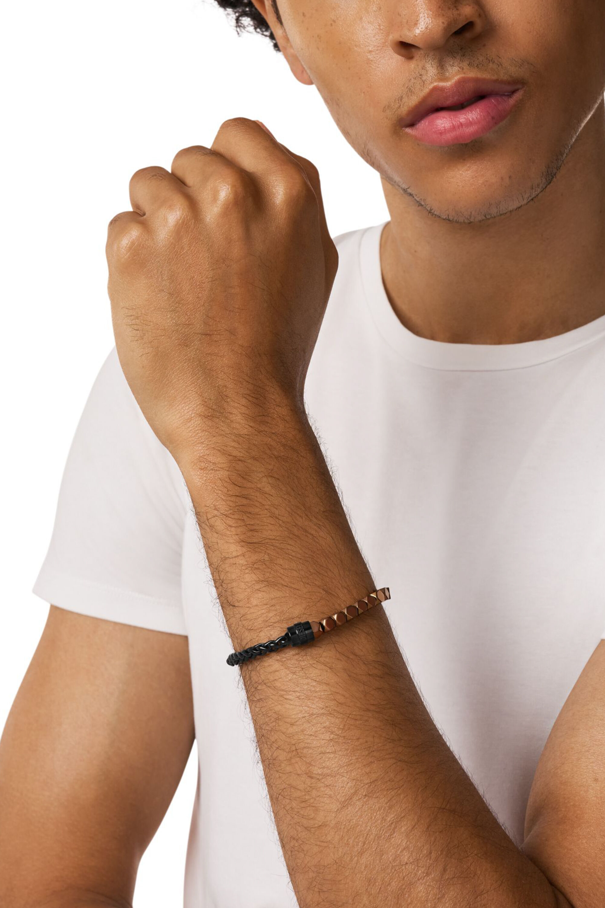 Diesel - DX1648931 JEWELLERY, Unisex's Stainless steel and hematite beaded bracelet in ブラック/ブロンズ - 3