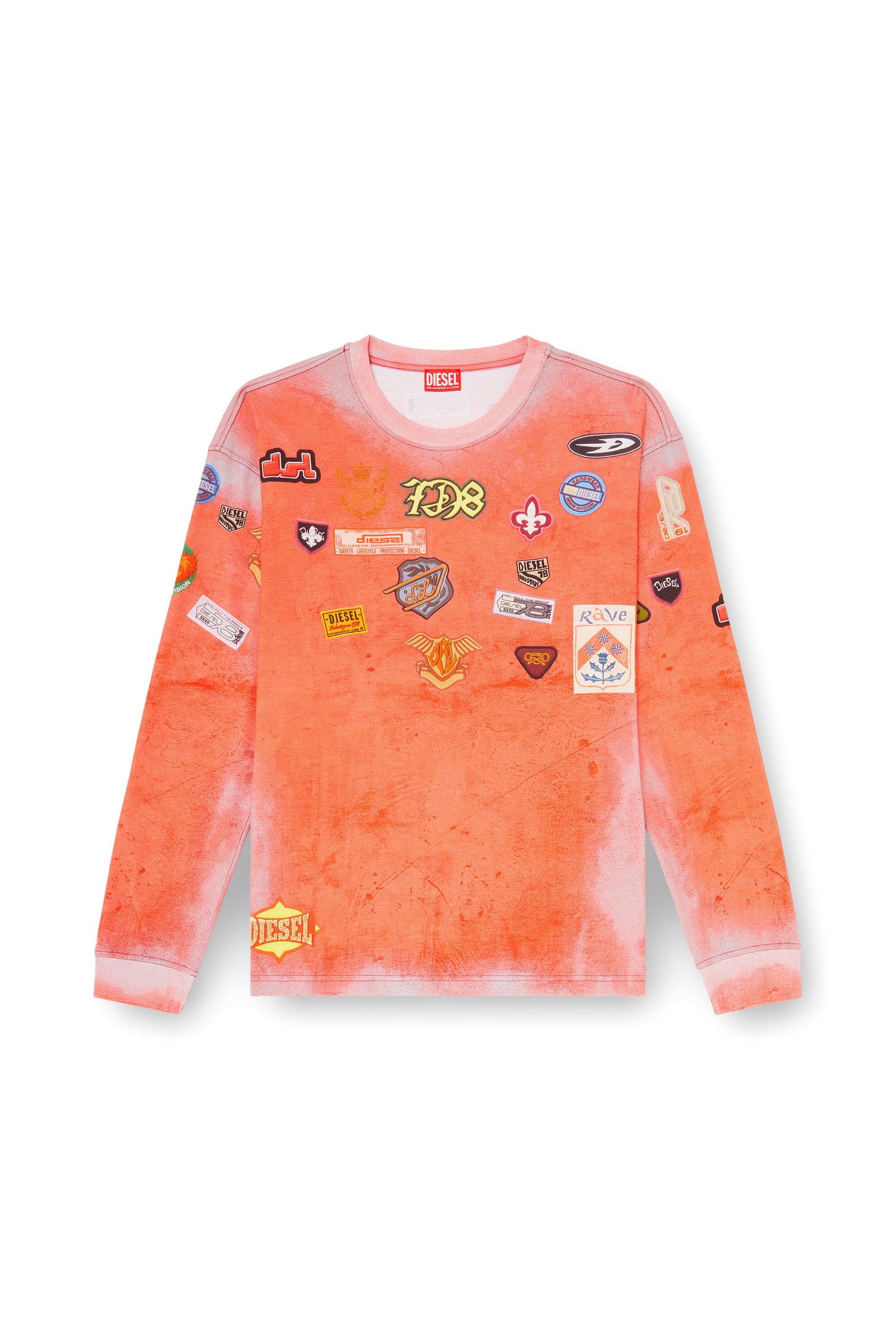 Diesel - T-NORME-LS-PATCHES, Male's 長袖Tシャツ in レッド - 2