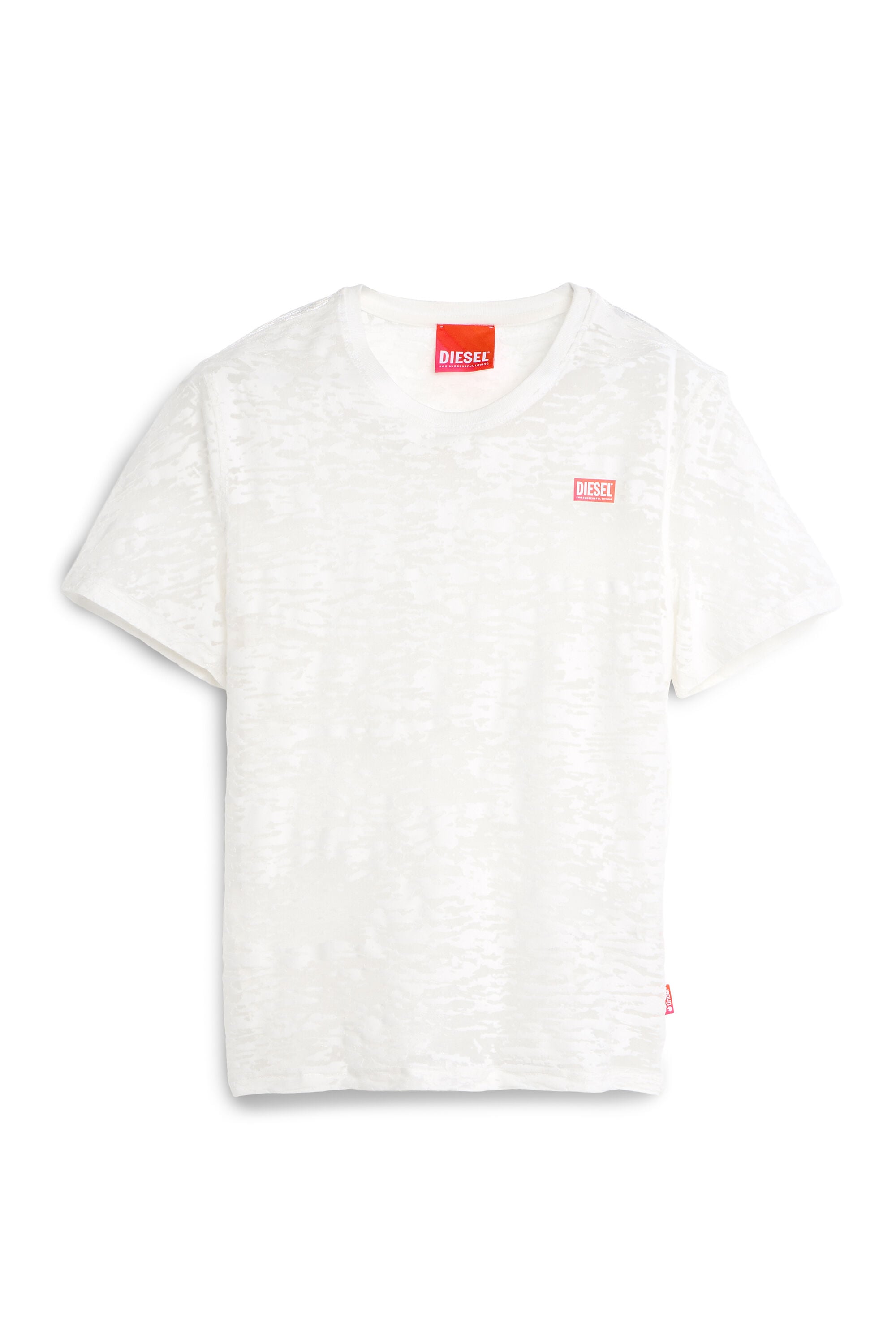 Diesel - PR-T-NOTS-MATI-R, Unisex's T-shirt in all-over devor&eacute; jersey in ホワイト - 2