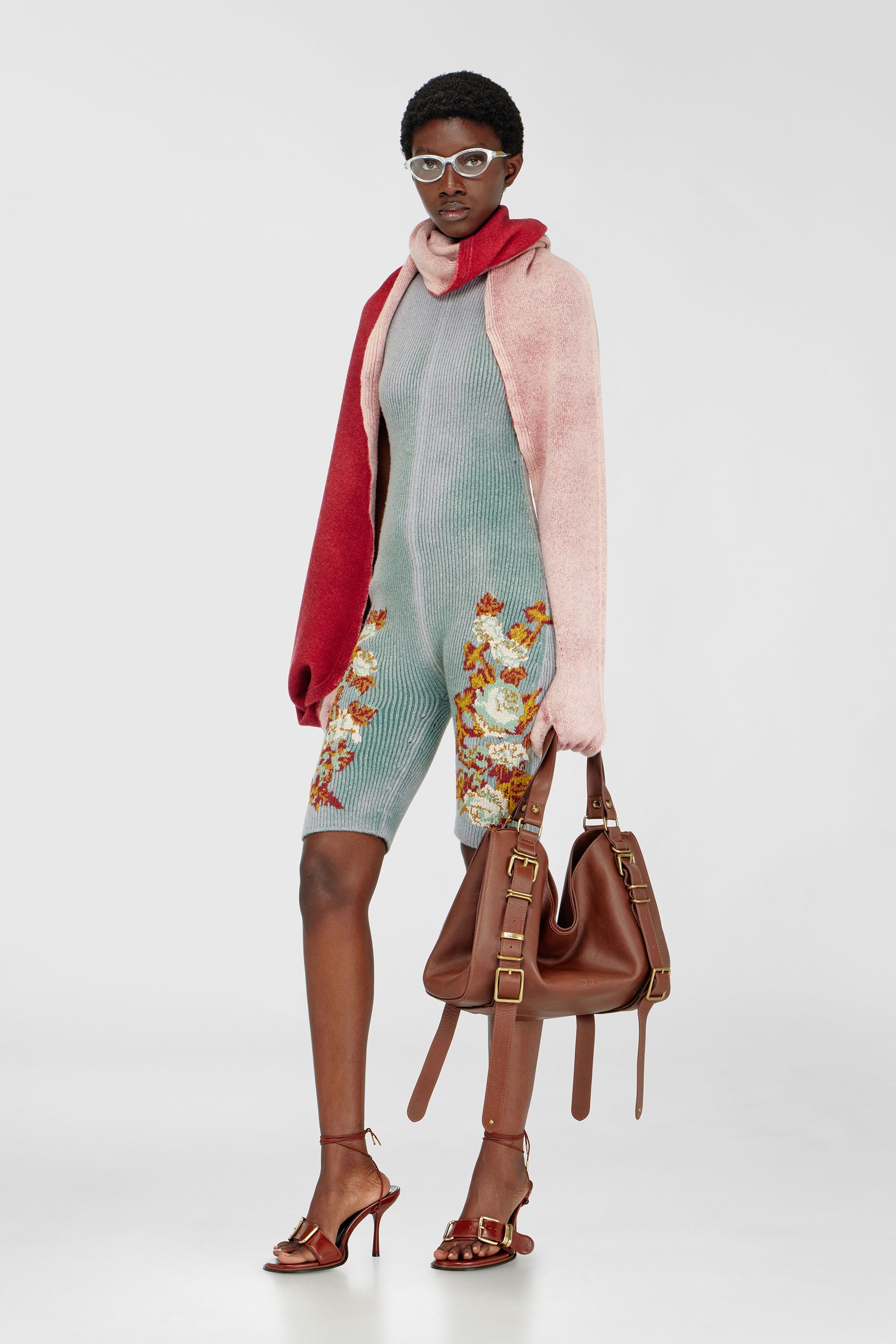 Diesel - M-RAREM, Female's Knitted playsuit with floral motif in null - 1