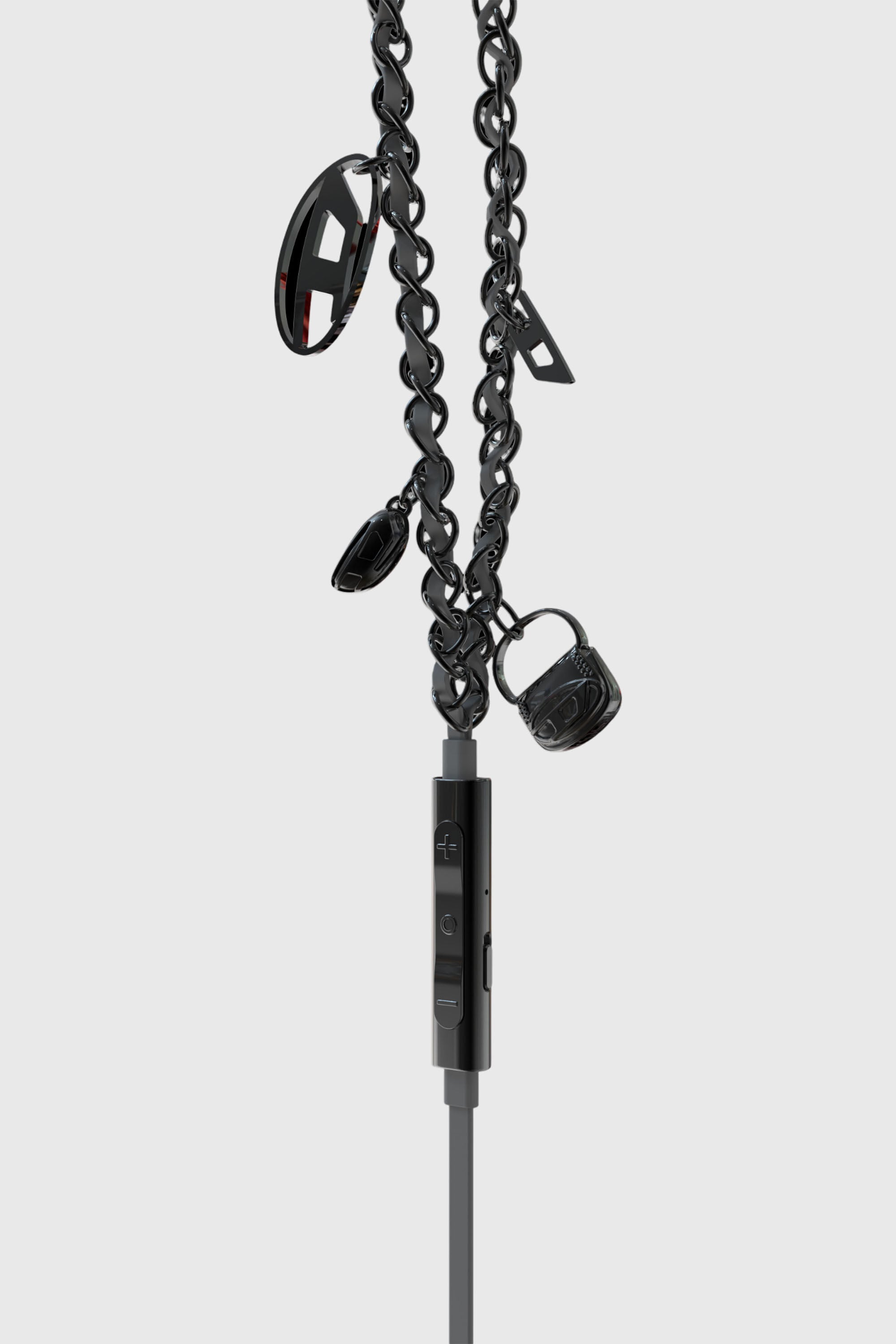 Diesel - 60686 WIRED EARBUDS WIRED EARBUDS, Unisex's Black wired earbuds and charms in ブラック - 3