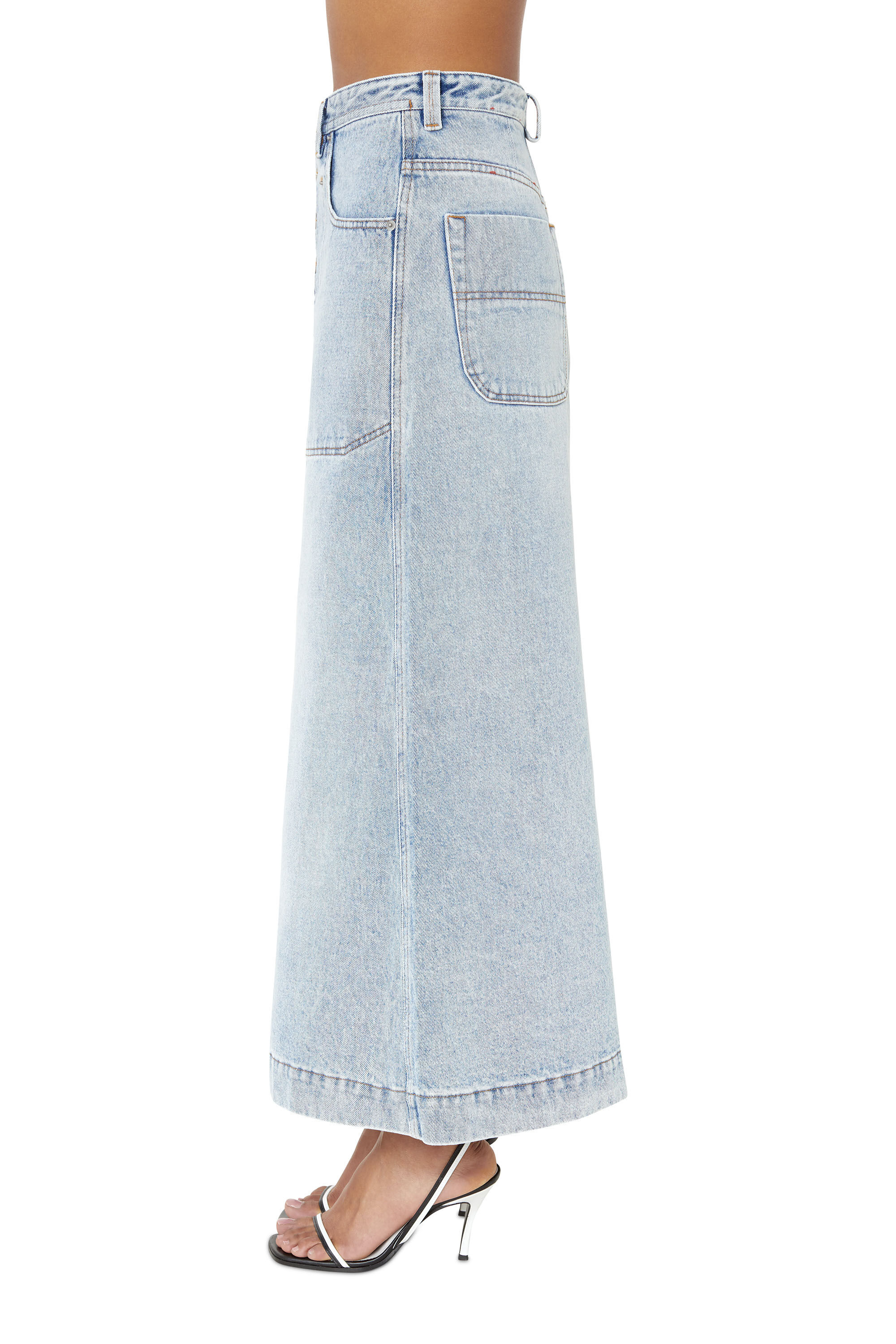 Diesel - DE-ALBUS-L A-LINE LONG SKIRT, Female's SS23  マキシ ロング スカート ブルーデニム Aライン in ライトブルー - 6