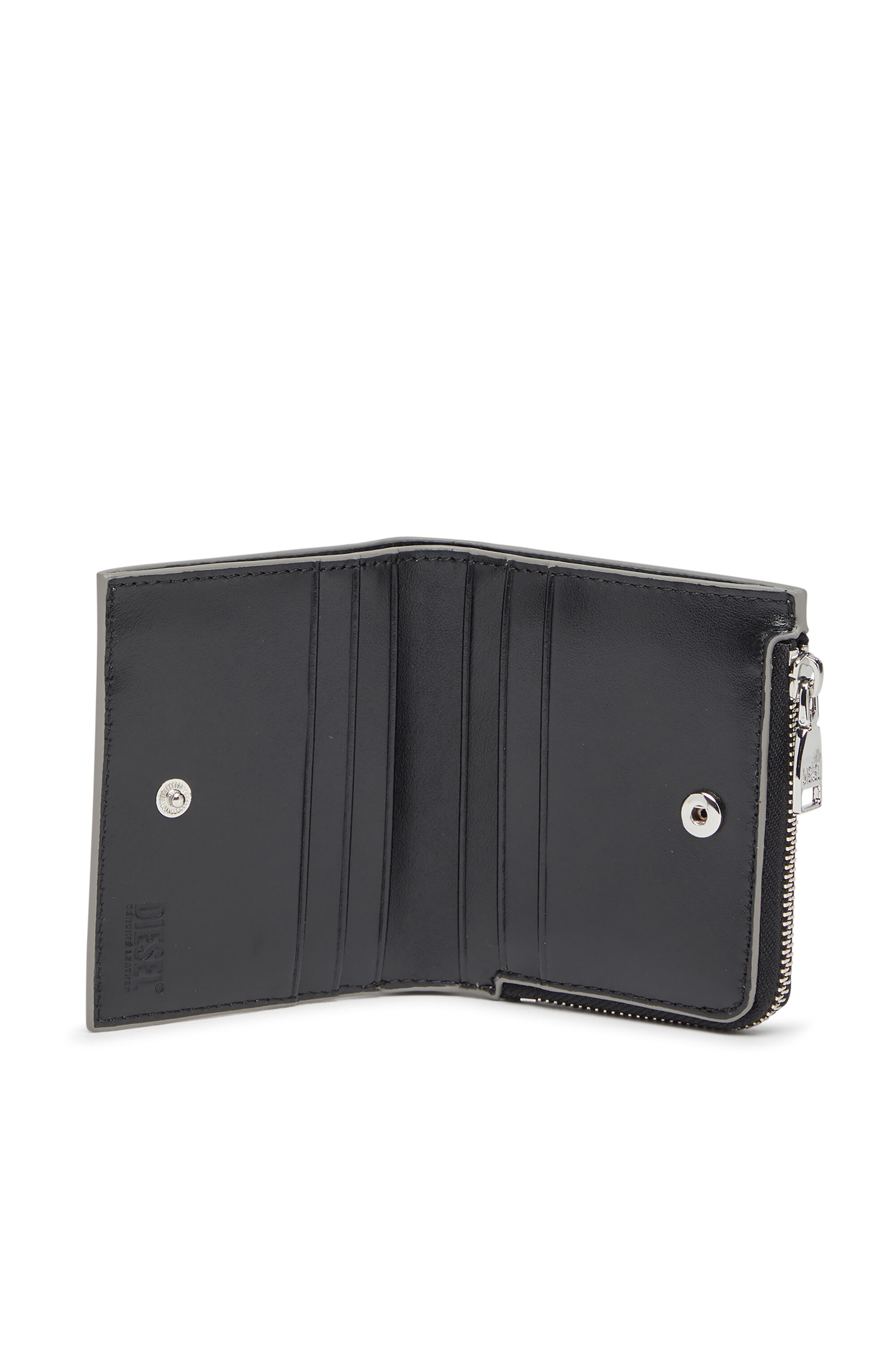 Diesel - 1DR BI FOLD ZIP L, Female's Bi-fold card holder in mirrored leather in シルバー - 3