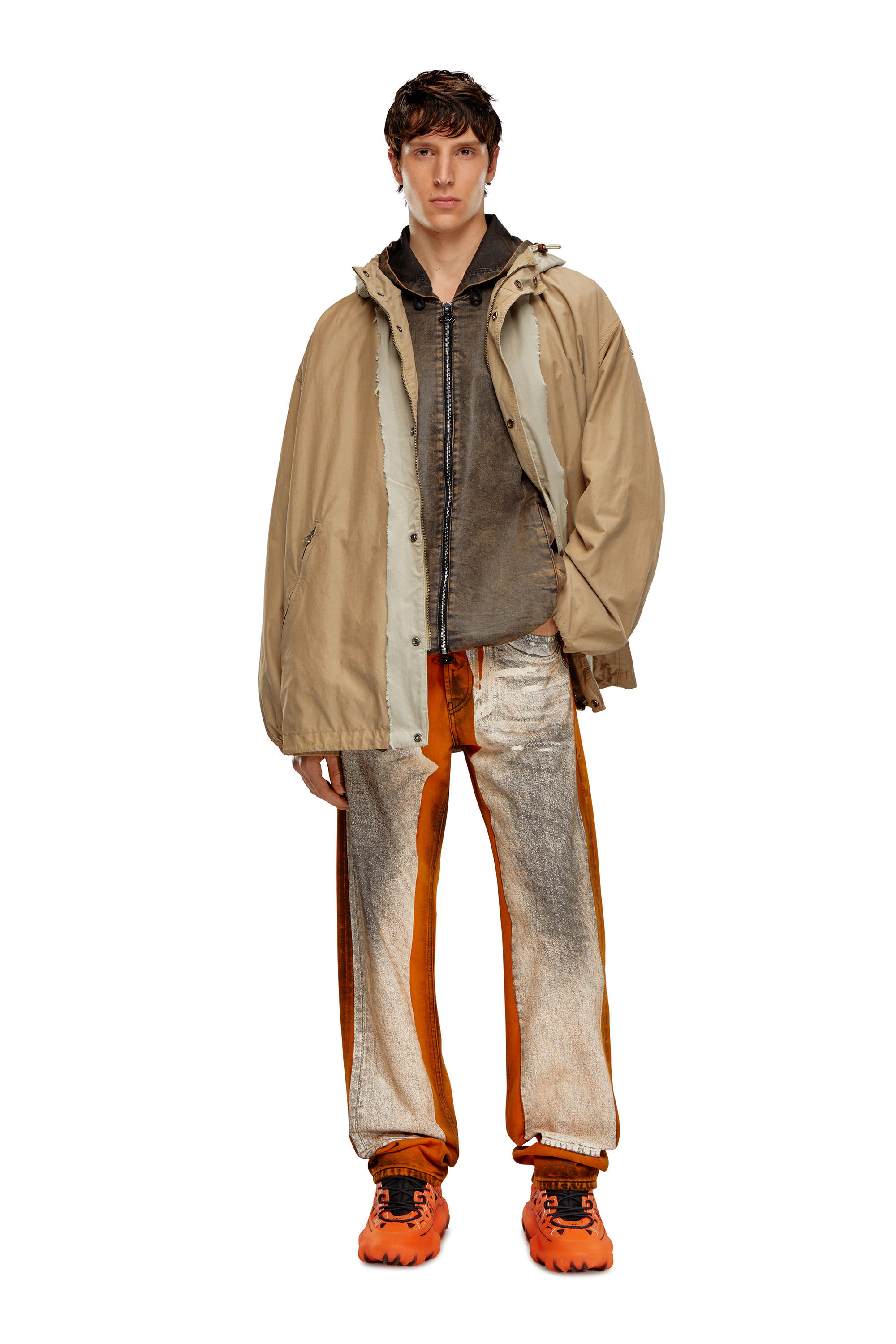D-WYNNY-S TRACK Hooded jacket in marble-coated Track Denim 