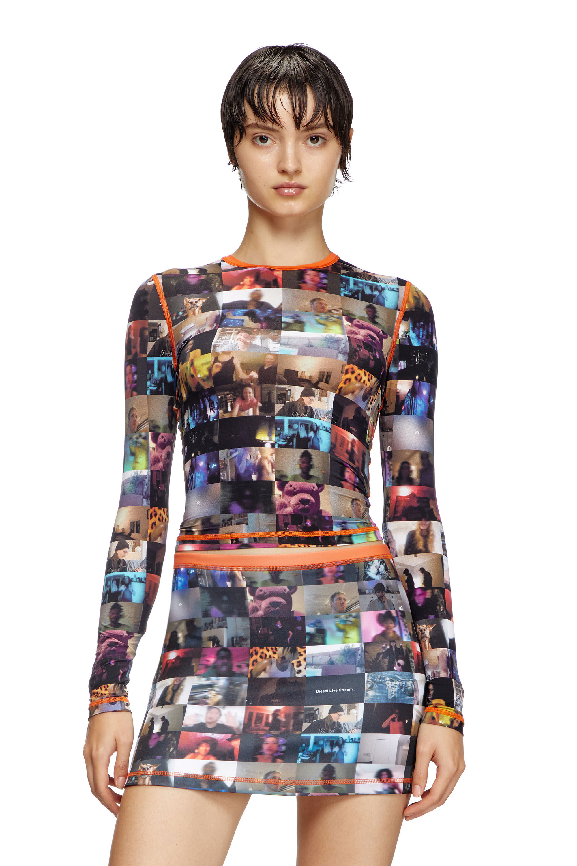 T-CRAU Stretch jersey top with Livestream print｜マルチカラー｜ウィメンズ｜DIESEL