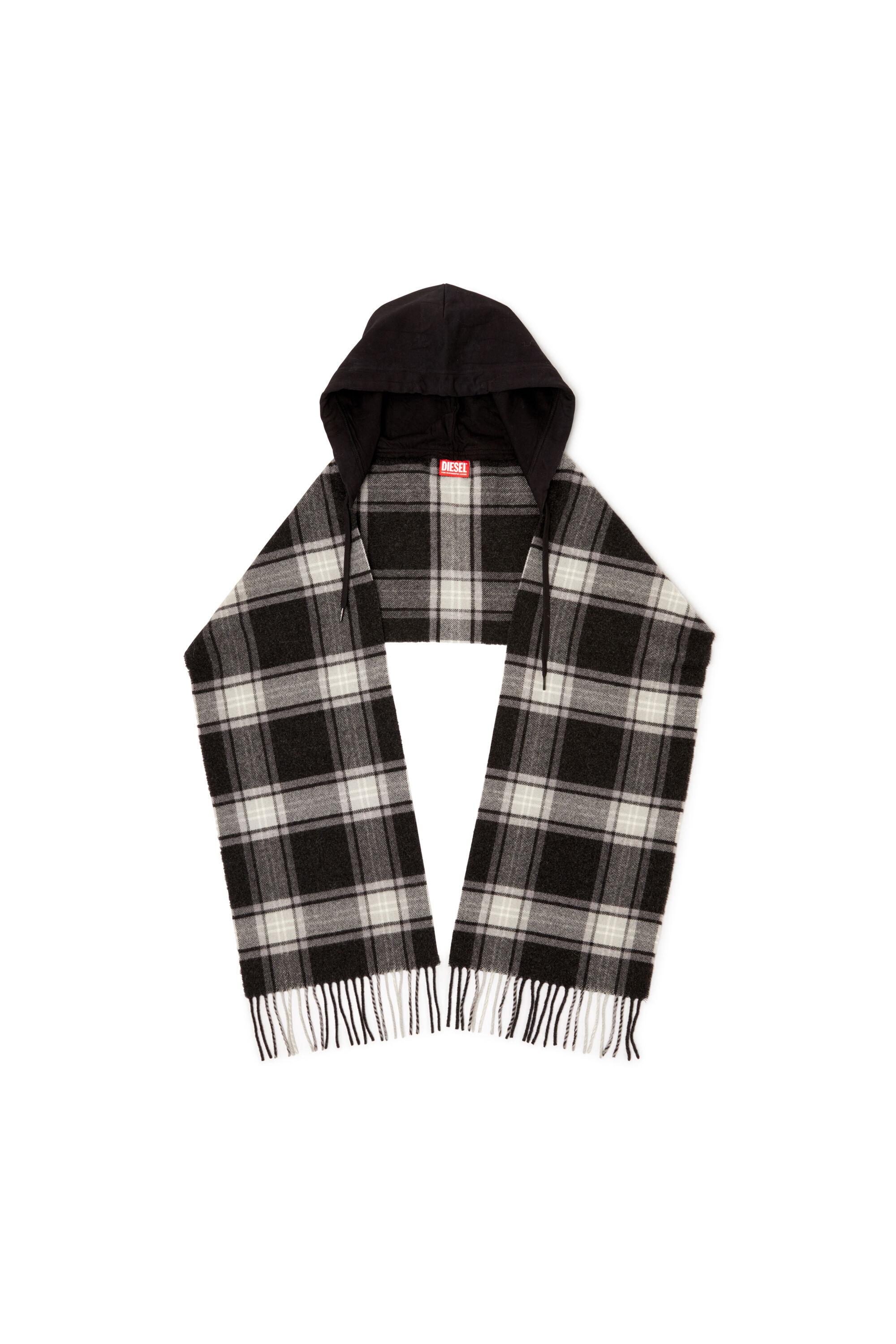 Diesel - S-CARHOOD, Male's フード付きストール in ブラック/ホワイト - 1