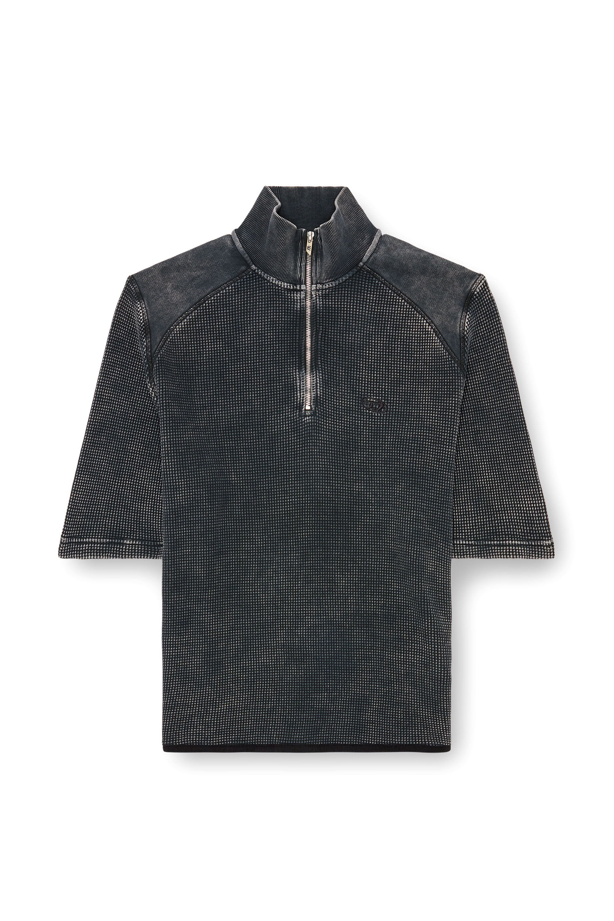 限定お買い得商品 S-WAFCOOL Short-sleeve waffle-knit sweatshirt｜ブラック トップス