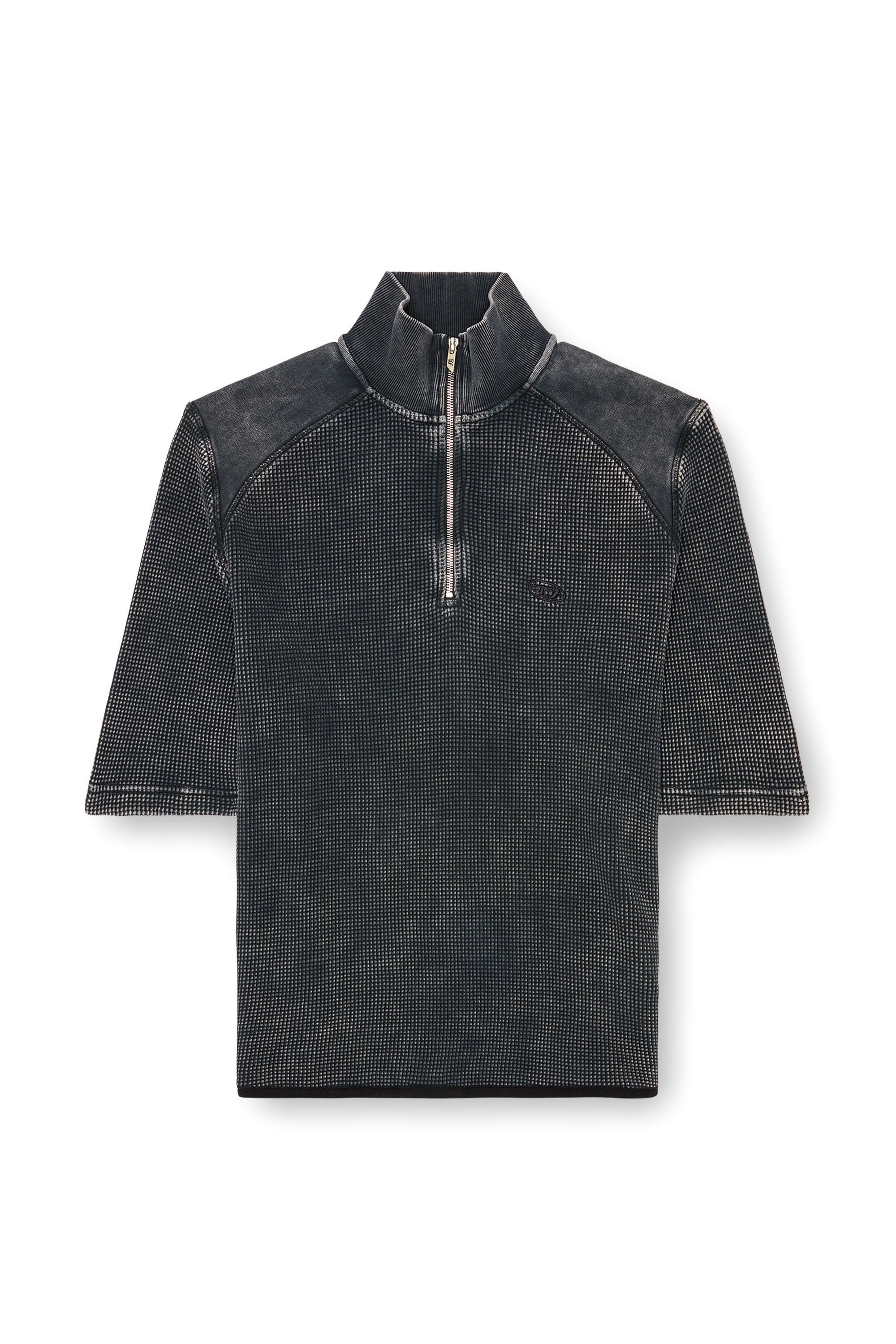 Diesel - S-WAFCOOL, Male's Short-sleeve waffle-knit sweatshirt in ブラック - 2