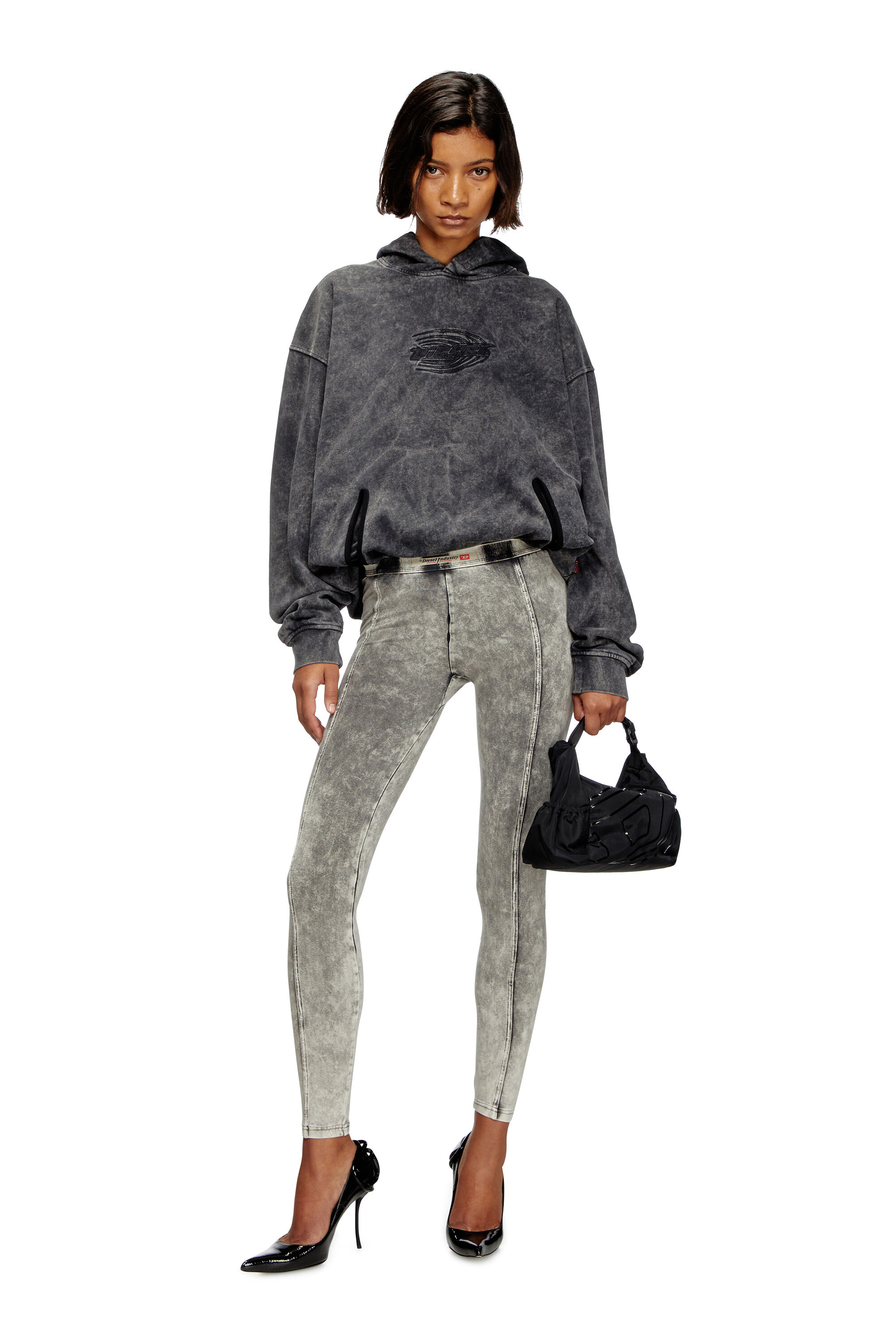 S-BOXSTIC-HOOD Gathered acid-wash hoodie｜グレー｜ウィメンズ