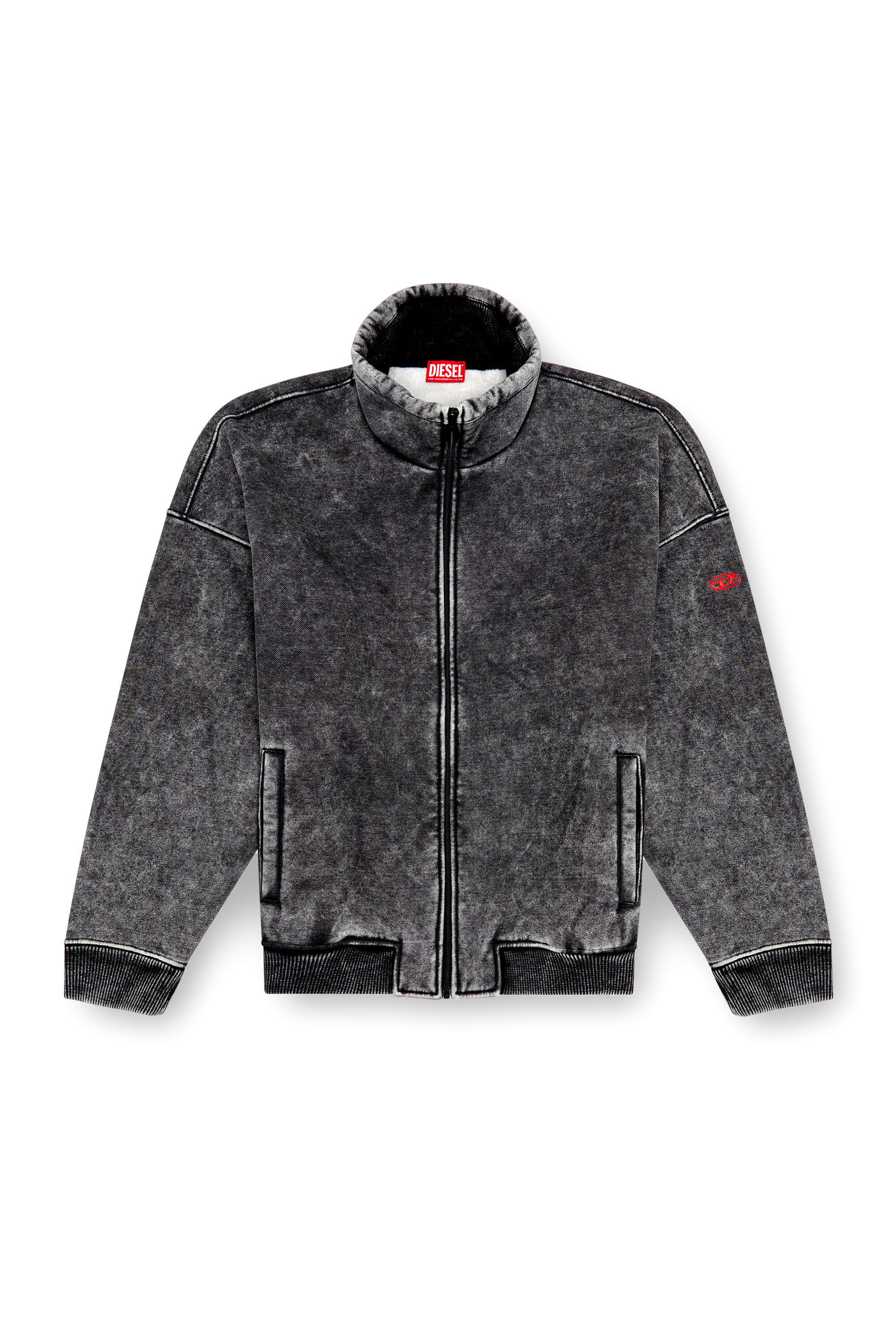 S-BATEL Jacket in teddy-bonded jersey｜ブラック｜メンズ｜DIESEL