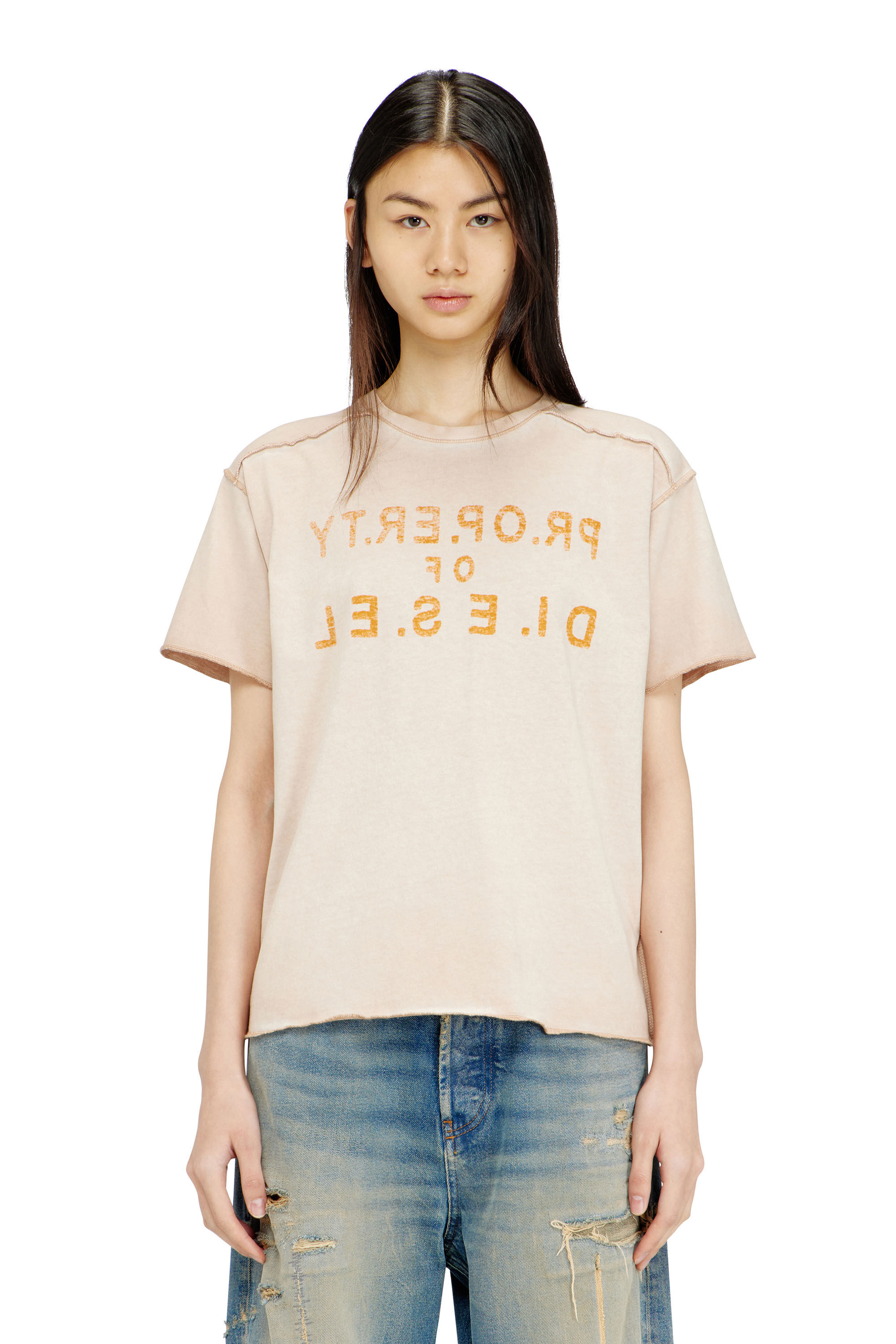 Diesel - T-ILY, Female's Tシャツ in ベージュ - 3