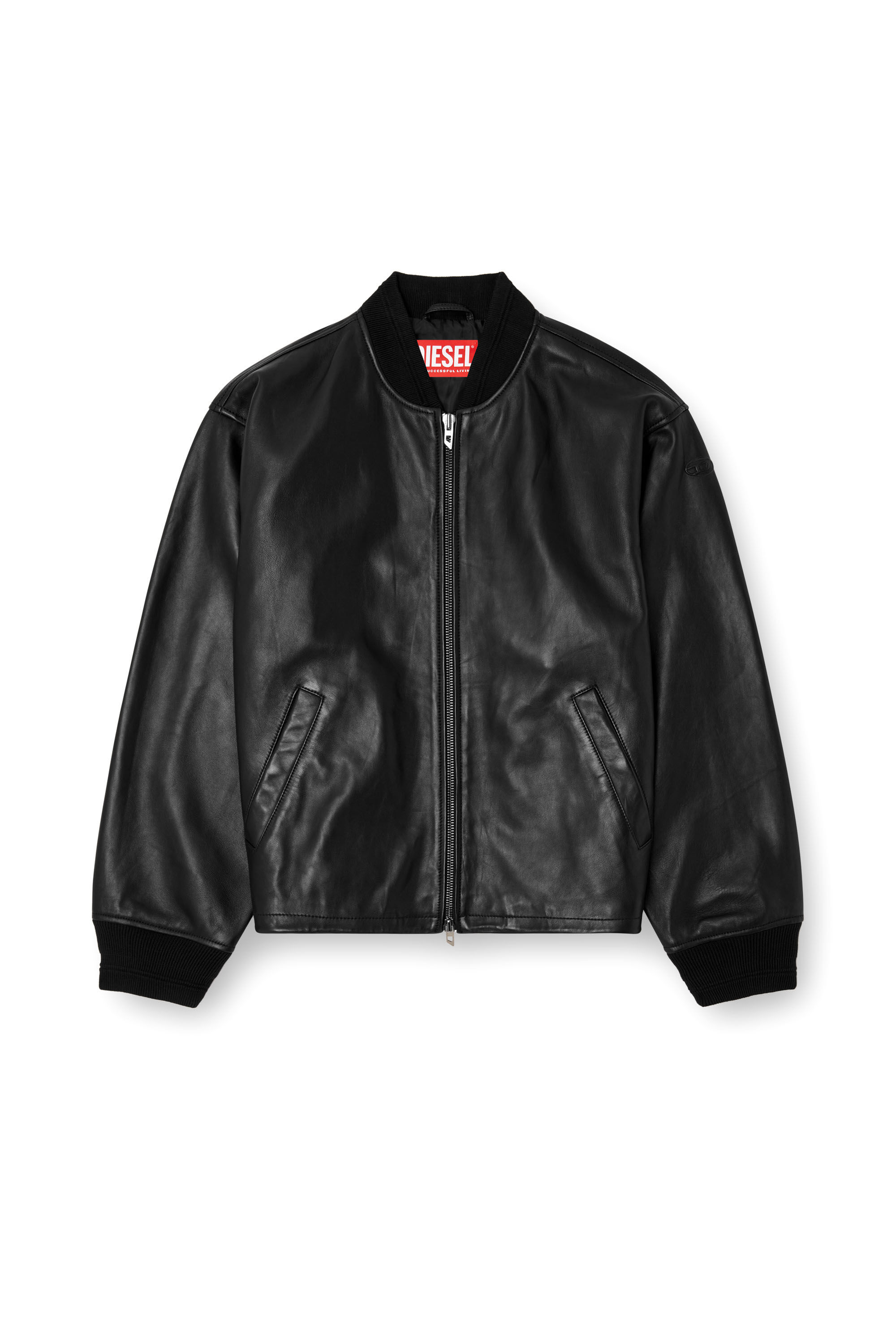 Diesel - L-KHAT, Male's Waxed-leather bomber jacket in ブラック - 2