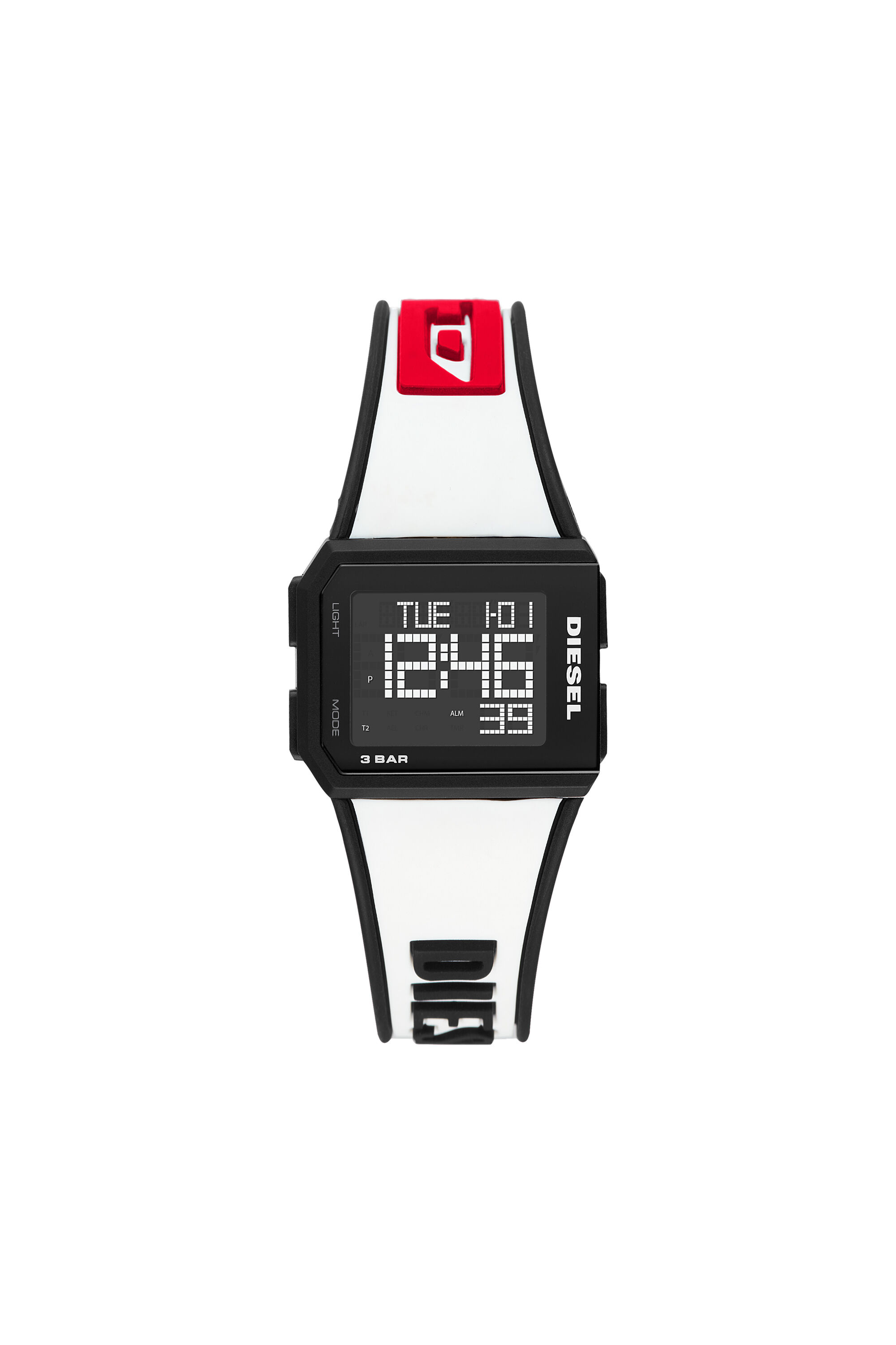 Diesel - DZ1922, Unisex's Chopped Digital White Silicone Watch in ホワイト/ブラック - 1