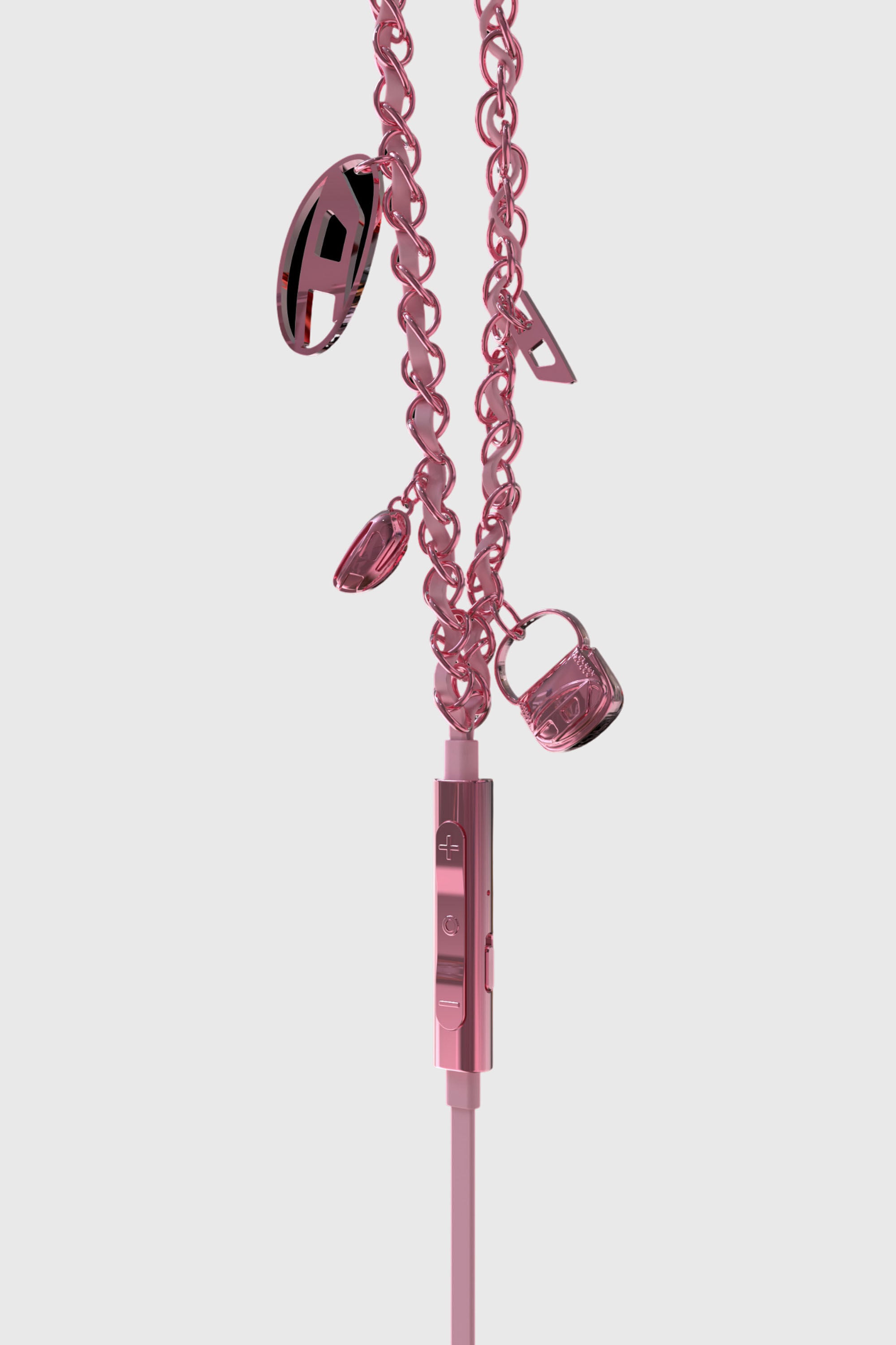 Diesel - 60688 WIRED EARBUDS WIRED EARBUDS, Unisex's Pink wired earbuds and charms in ピンク / ホワイト - 2