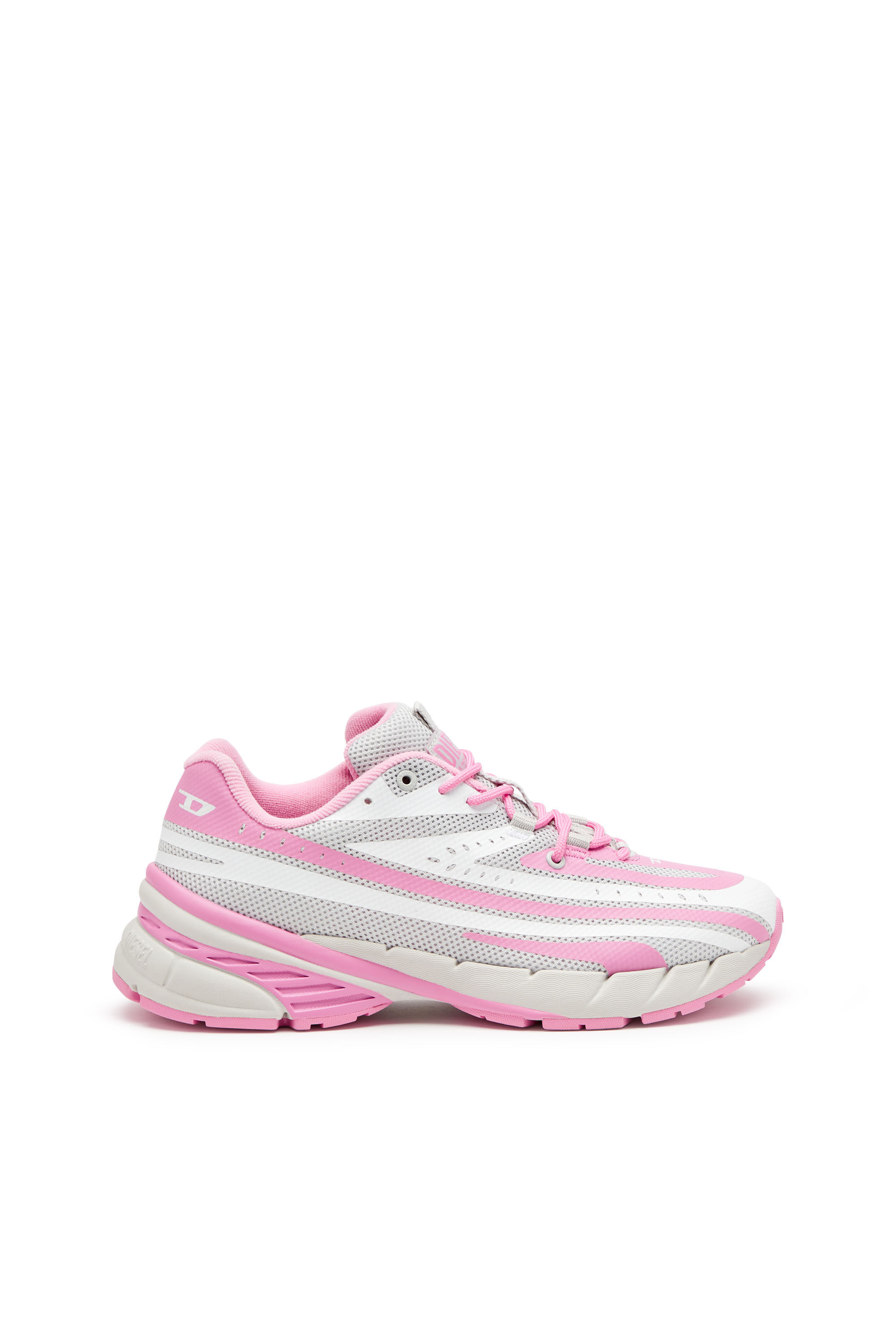 Diesel - D-AIRSPEED LOW W, Female's D-Airspeed Low-Striped sneakers in coated mesh in ピンク/ホワイト - 2