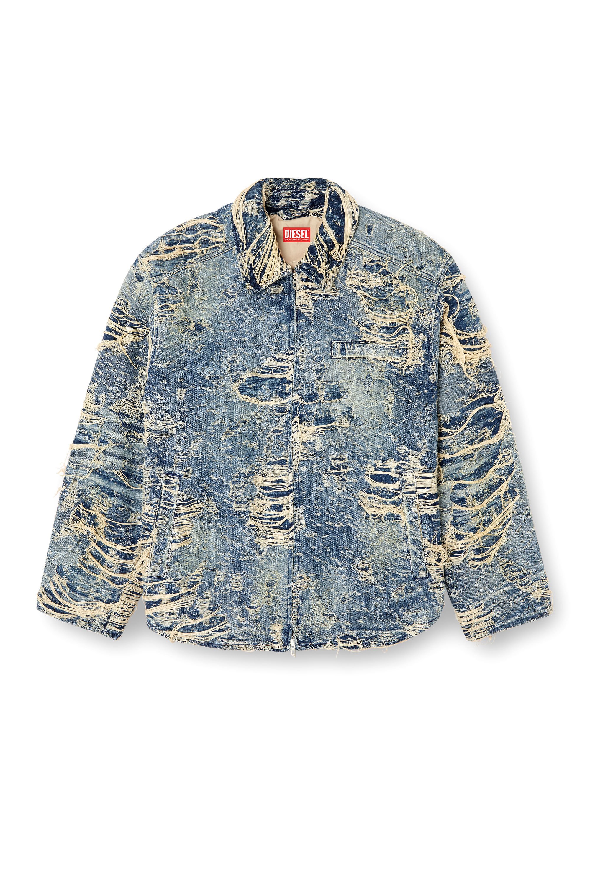 Diesel - D-IVAR-FSG1, Male's Jacket in floating-thread denim in ミディアムブルー - 2