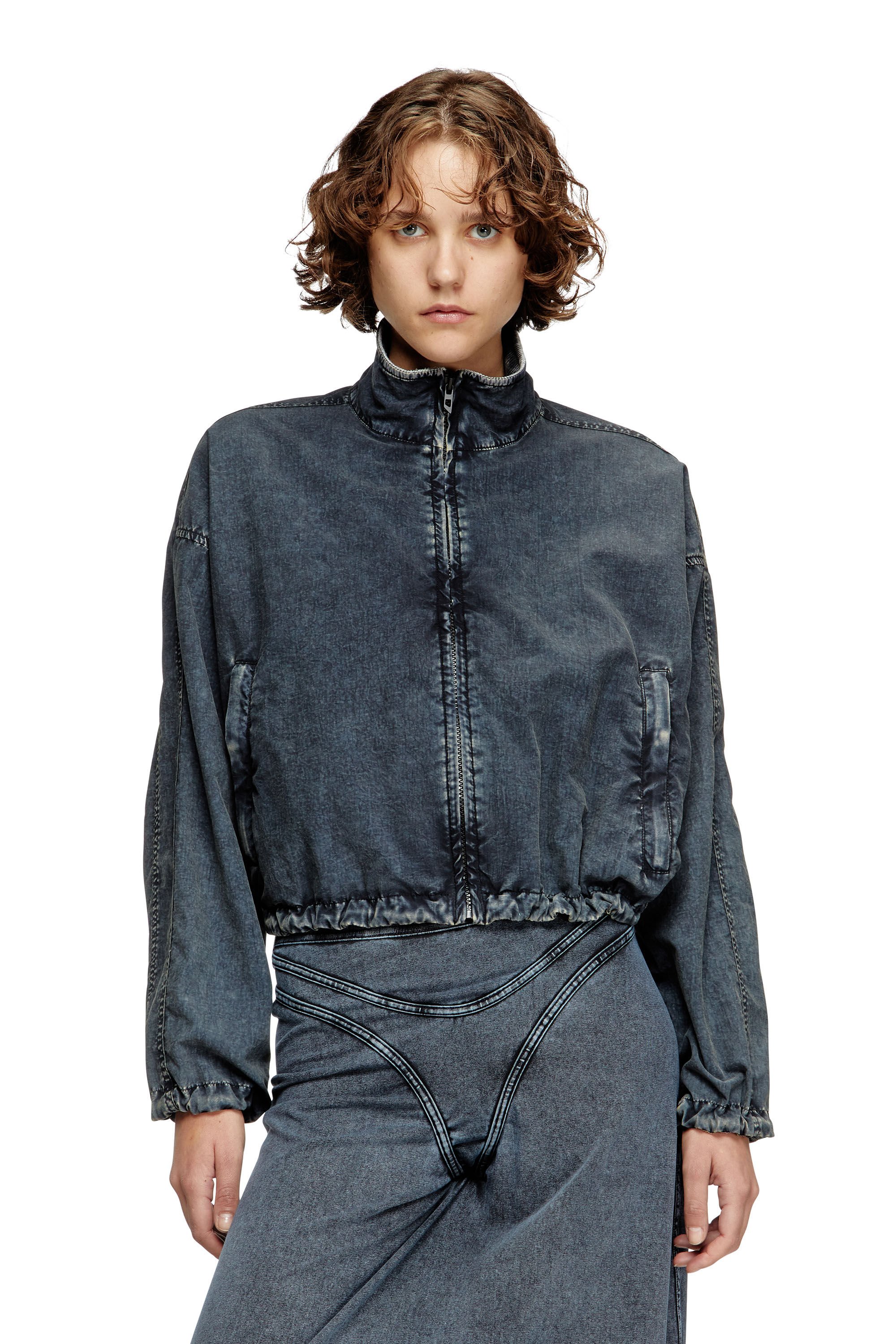 Diesel - G-LEAM-R1, Female's Cropped jacket in recycled nylon taslan in ダークブルー - 3