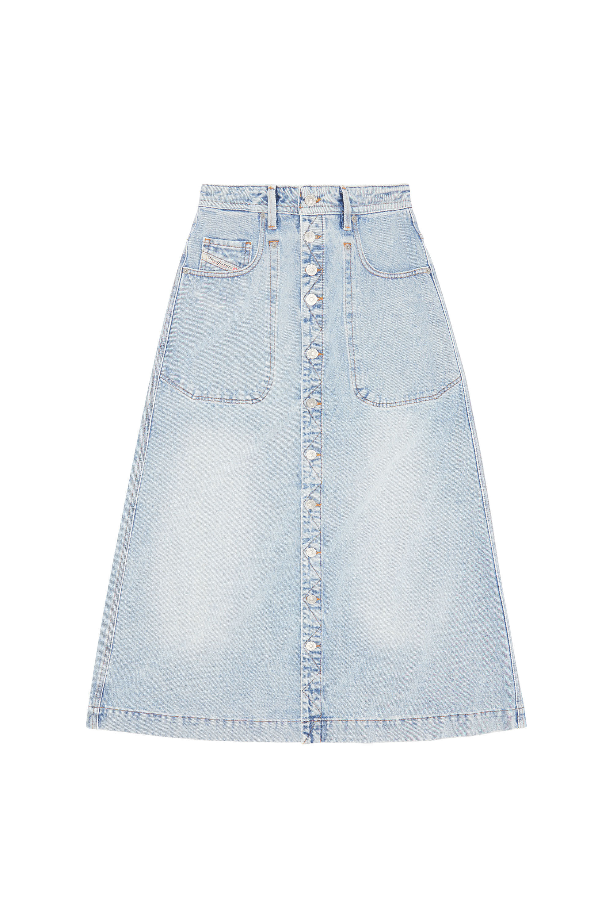 Diesel - DE-ALBUS-L A-LINE LONG SKIRT, Female's SS23  マキシ ロング スカート ブルーデニム Aライン in ライトブルー - 2