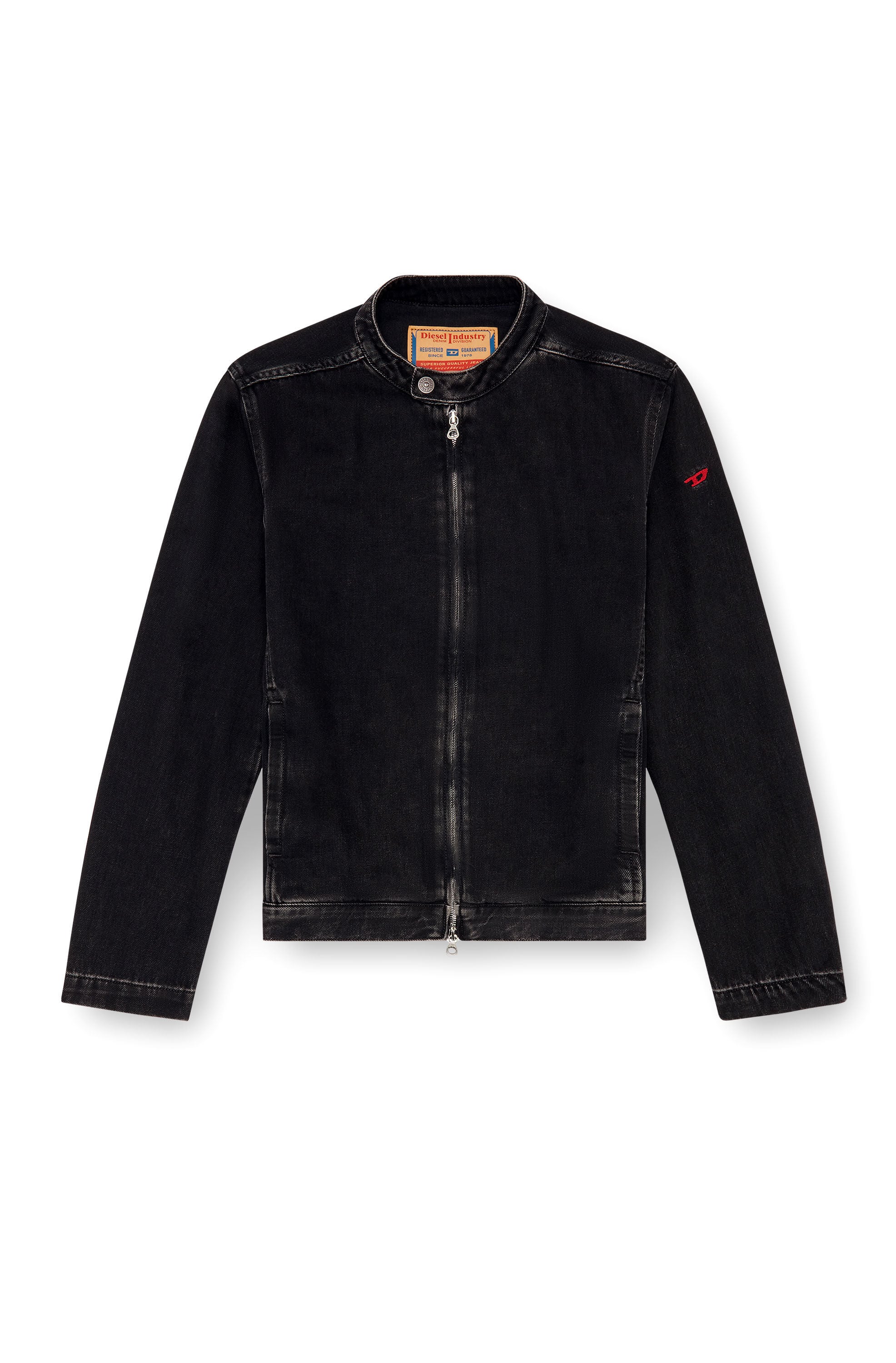 Diesel - D-GLORY, Male's Moto jacket in clean-wash denim in ブラック - 2