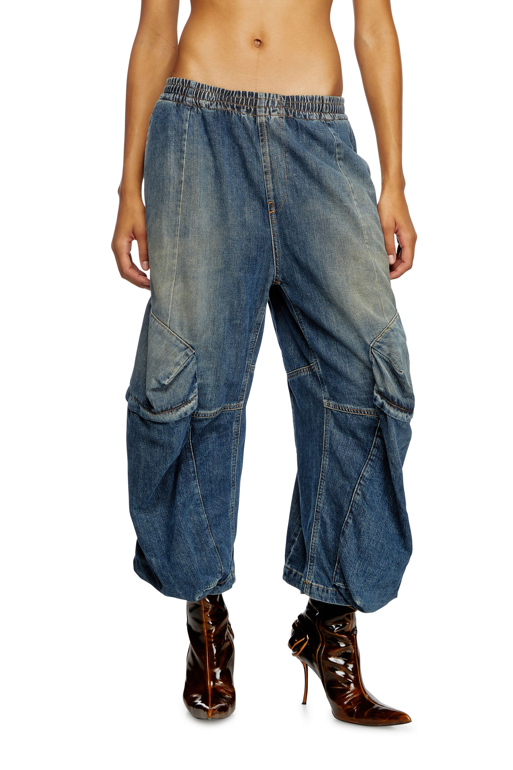 Washed Nylon Crochet Side Line Prime-Wide Easy Pants