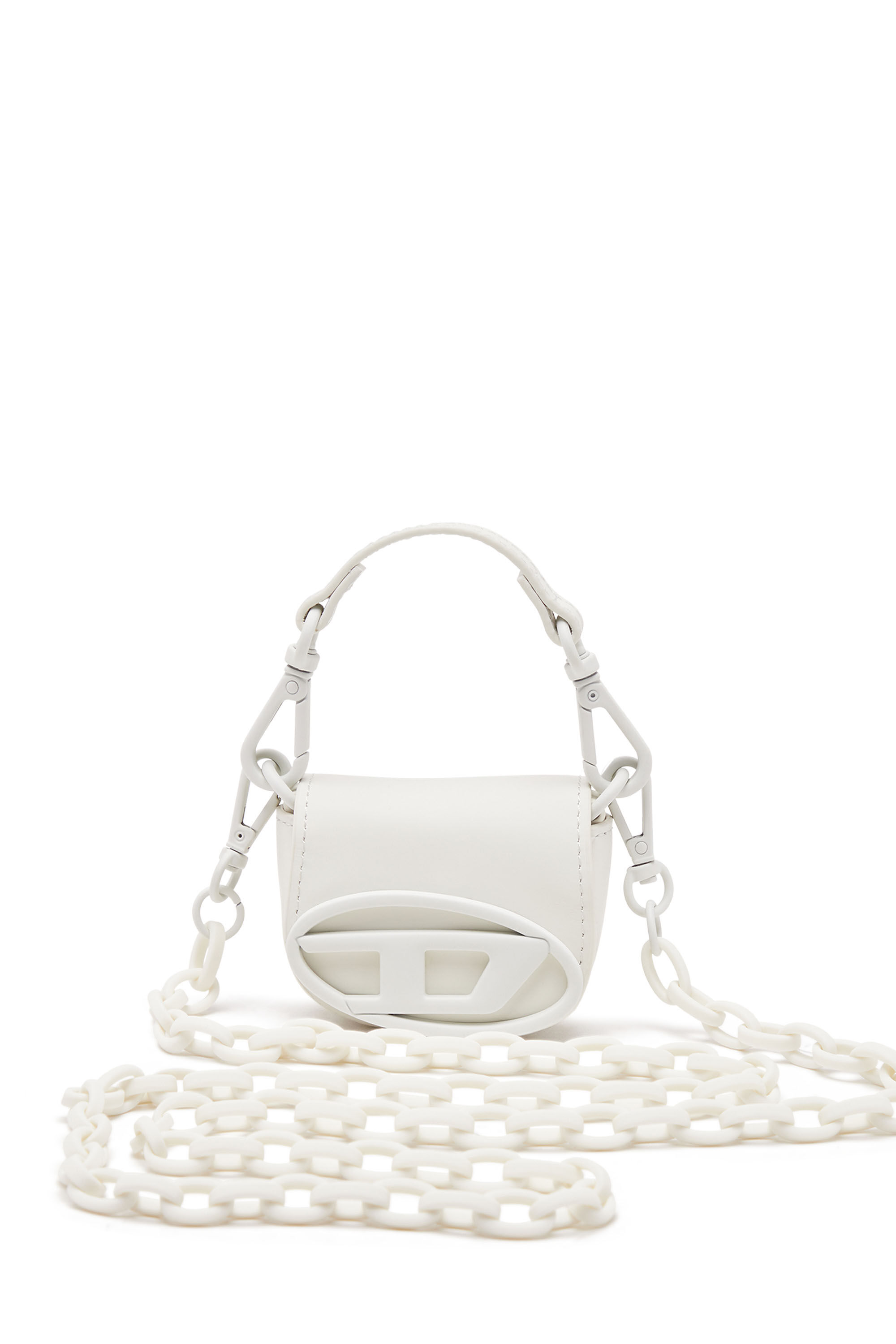 Diesel - 1DR XXS CHAIN, Female's Iconic micro bag charm in matte leather in ホワイト - 1