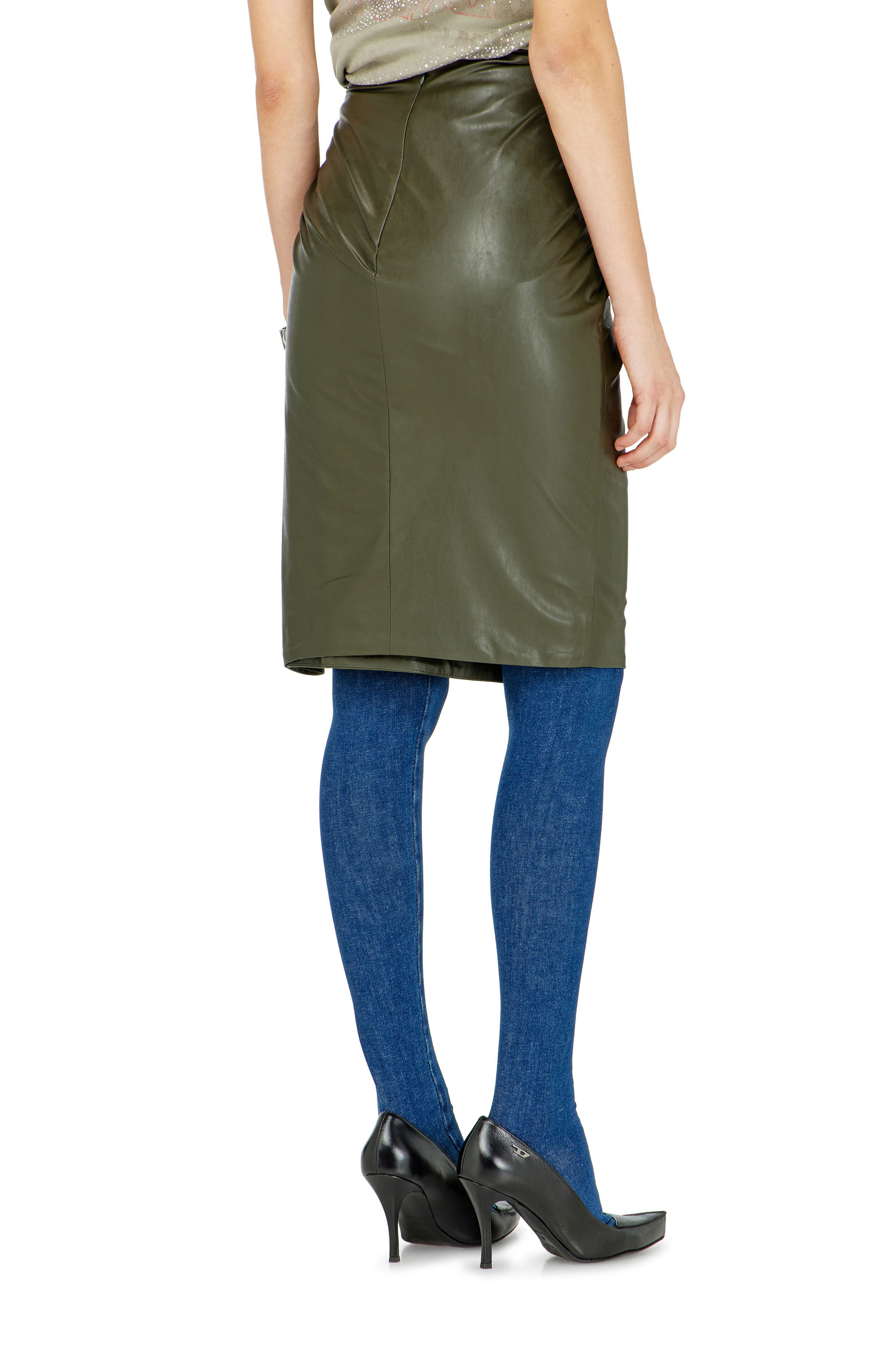 Diesel - O-DASLI, Female's Draped pencil skirt with split in グリーン - 3