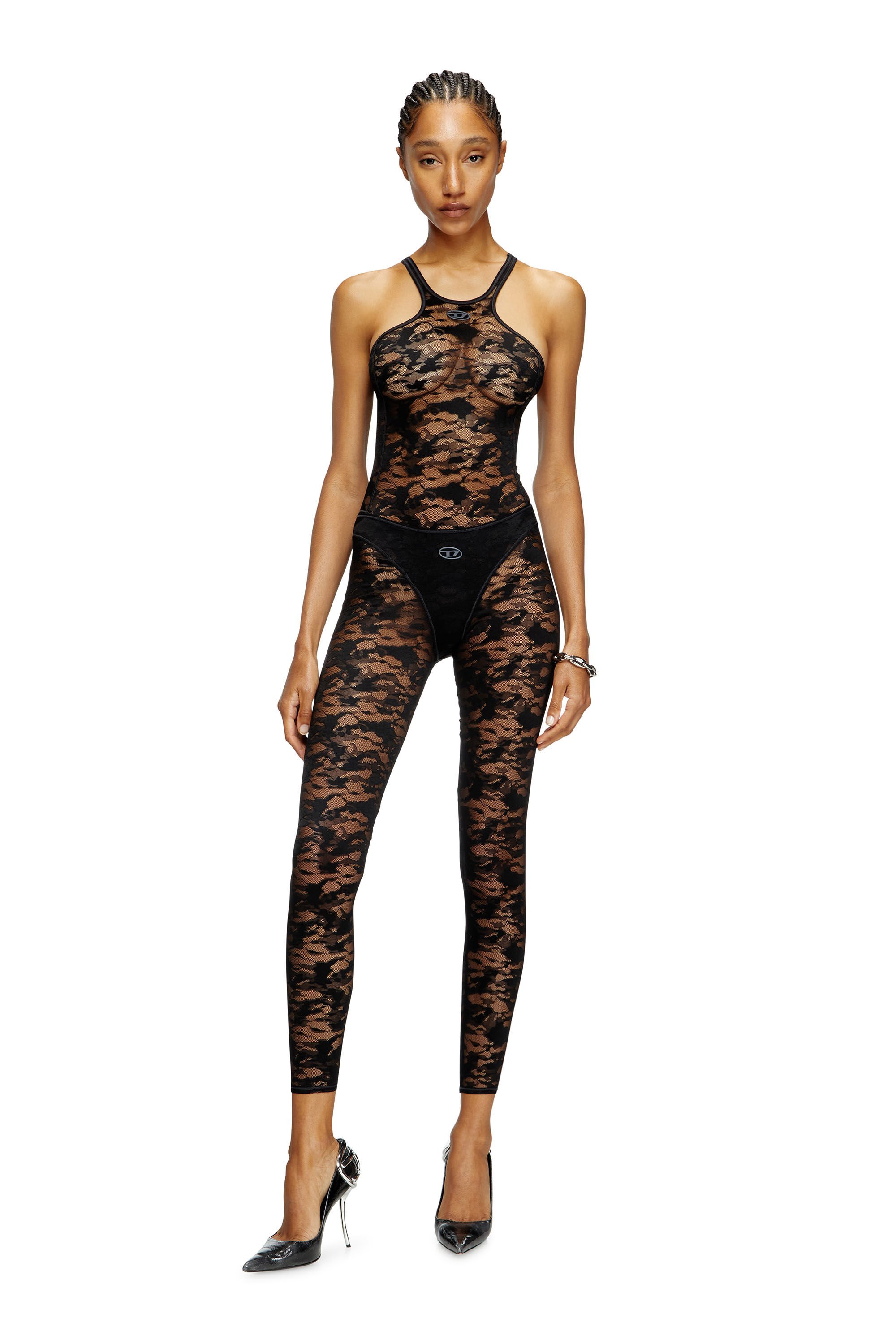 Diesel - CLAIRE-UTLT, Female's Camo lace leggings in ブラック - 1