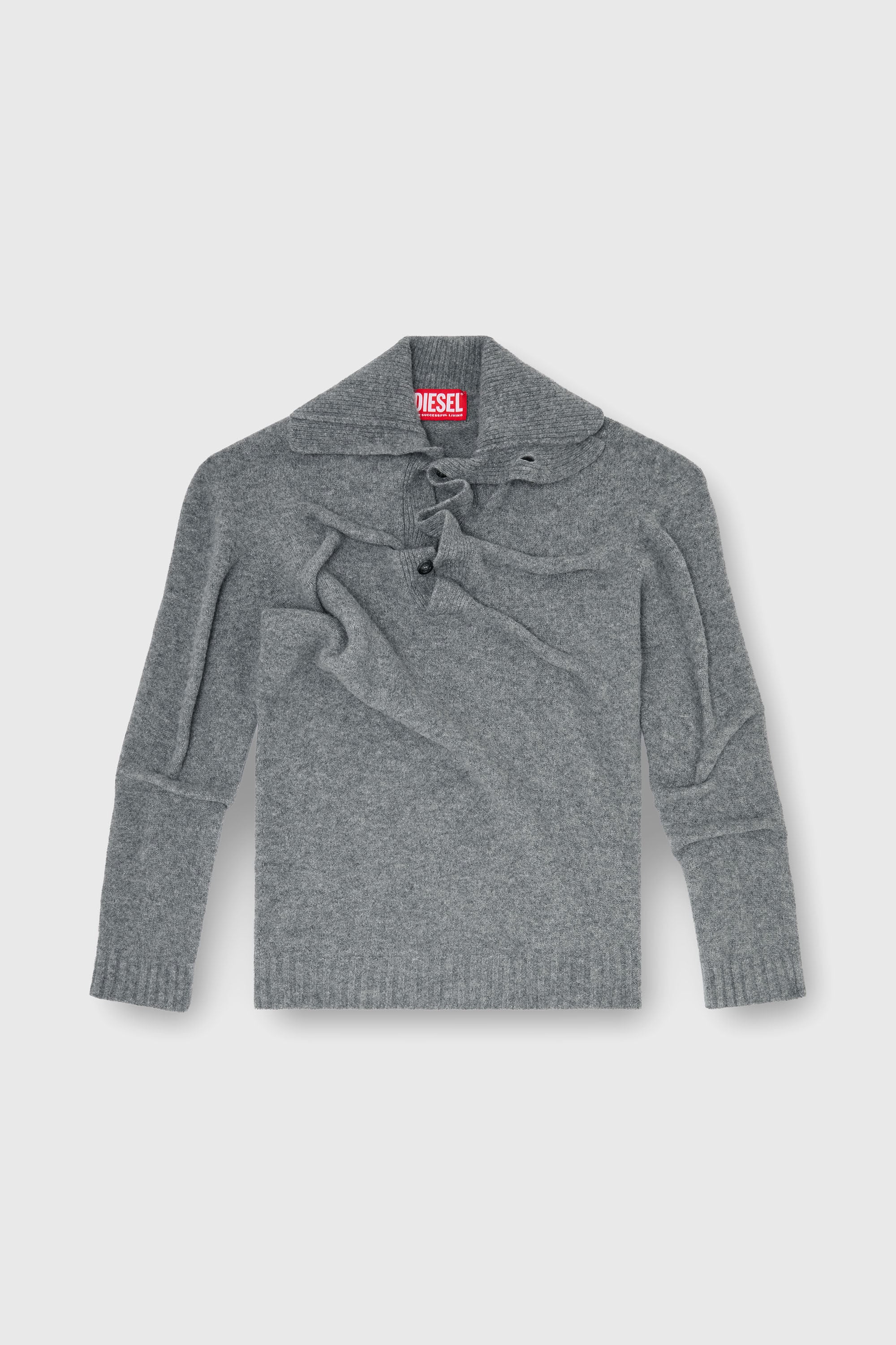 Diesel - K-ANDREW, Male's Button-neck jumper in wrinkled boiled knit in null - 2