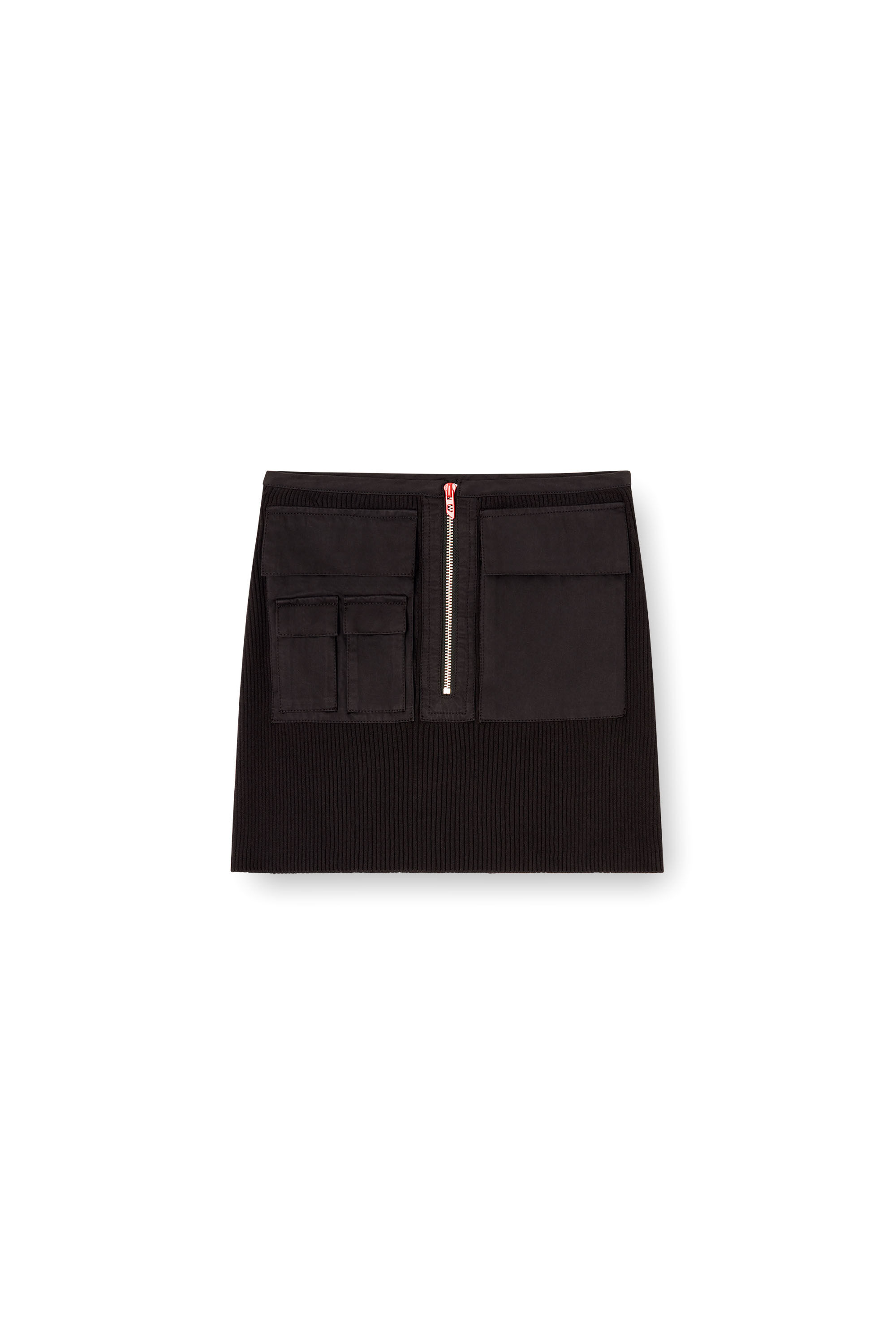 M-MERYN-SHORT Ribbed mini skirt with cargo pockets｜ブラック