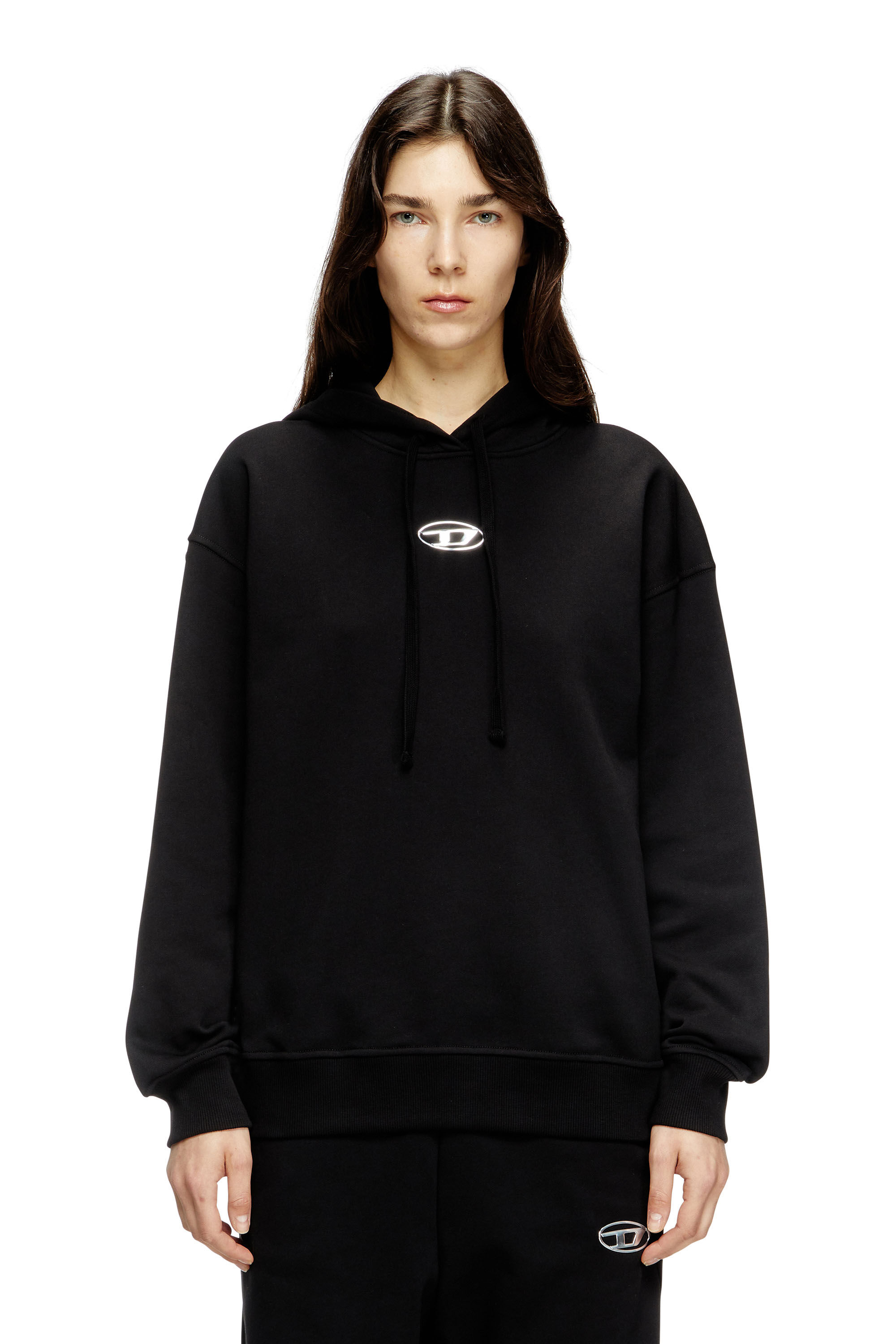 Diesel - F-BUXT-HOOD-OD, Female's Hoodie with metal-effect Oval D logo in ブラック - 3