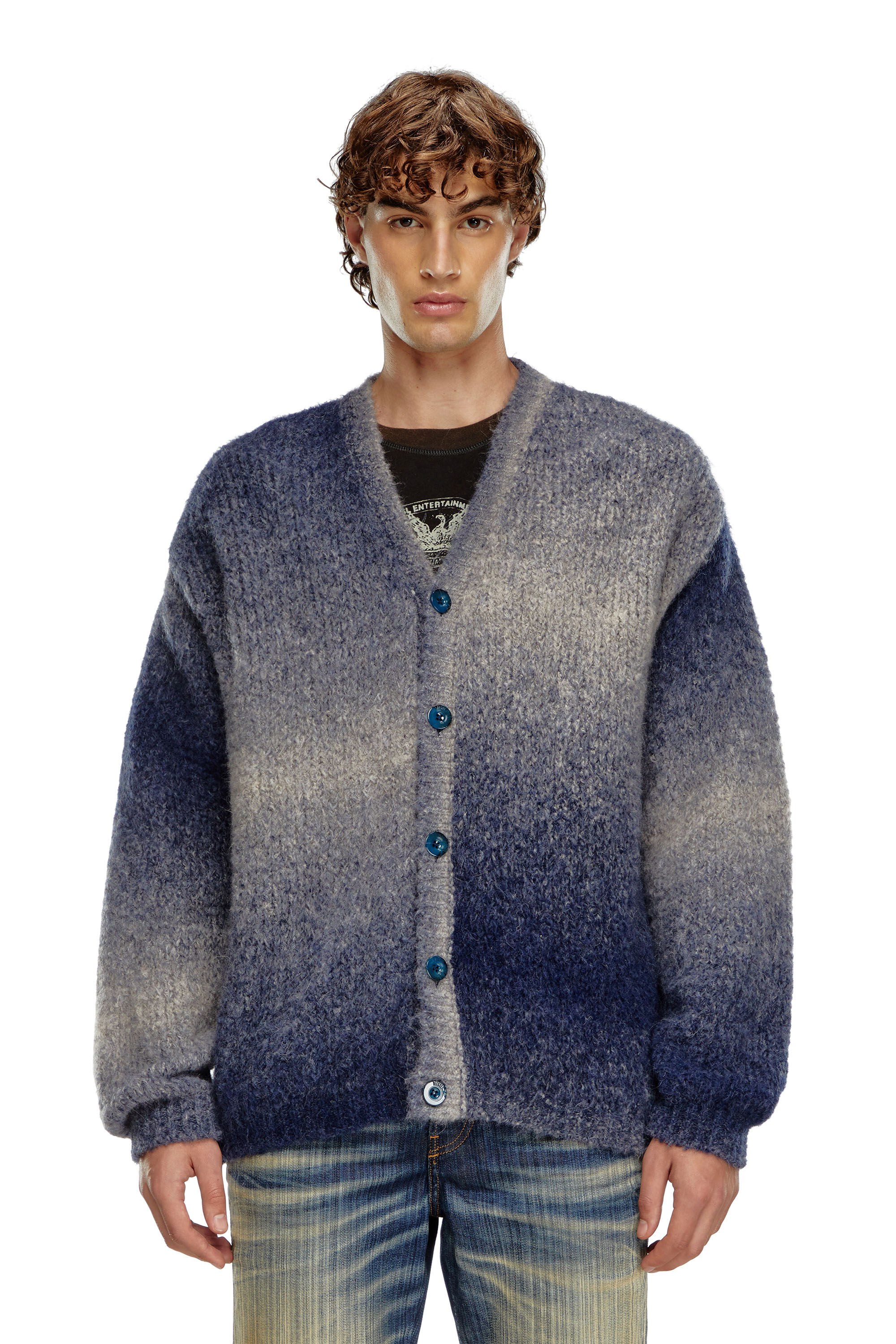 K-RAMARRO Dégradé cardigan in alpaca blend｜ブルー｜メンズ
