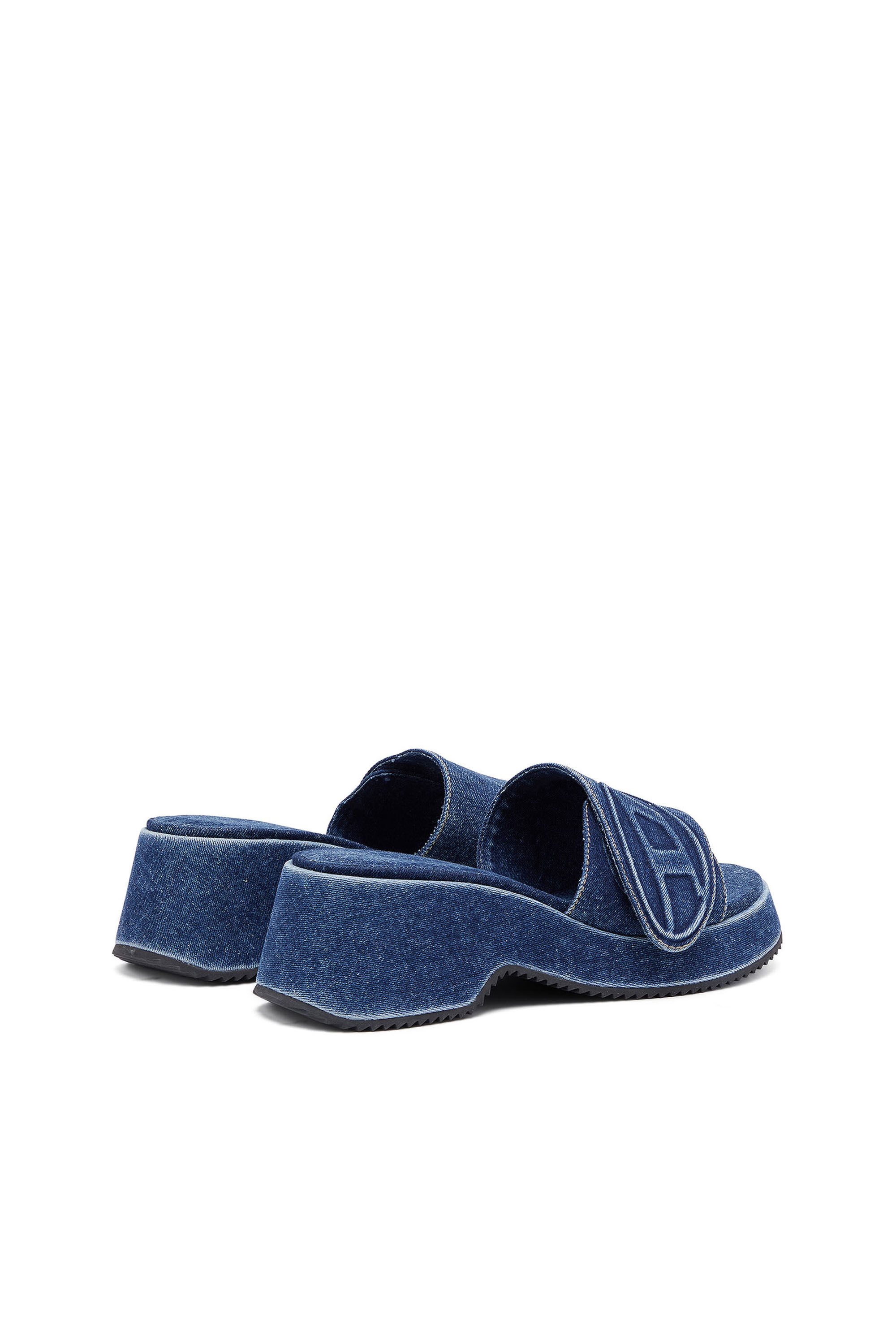 Diesel - SA-OVAL D PF W, Female's Sa-Oval D-Denim slide sandals with Oval D strap in ブルー - 3