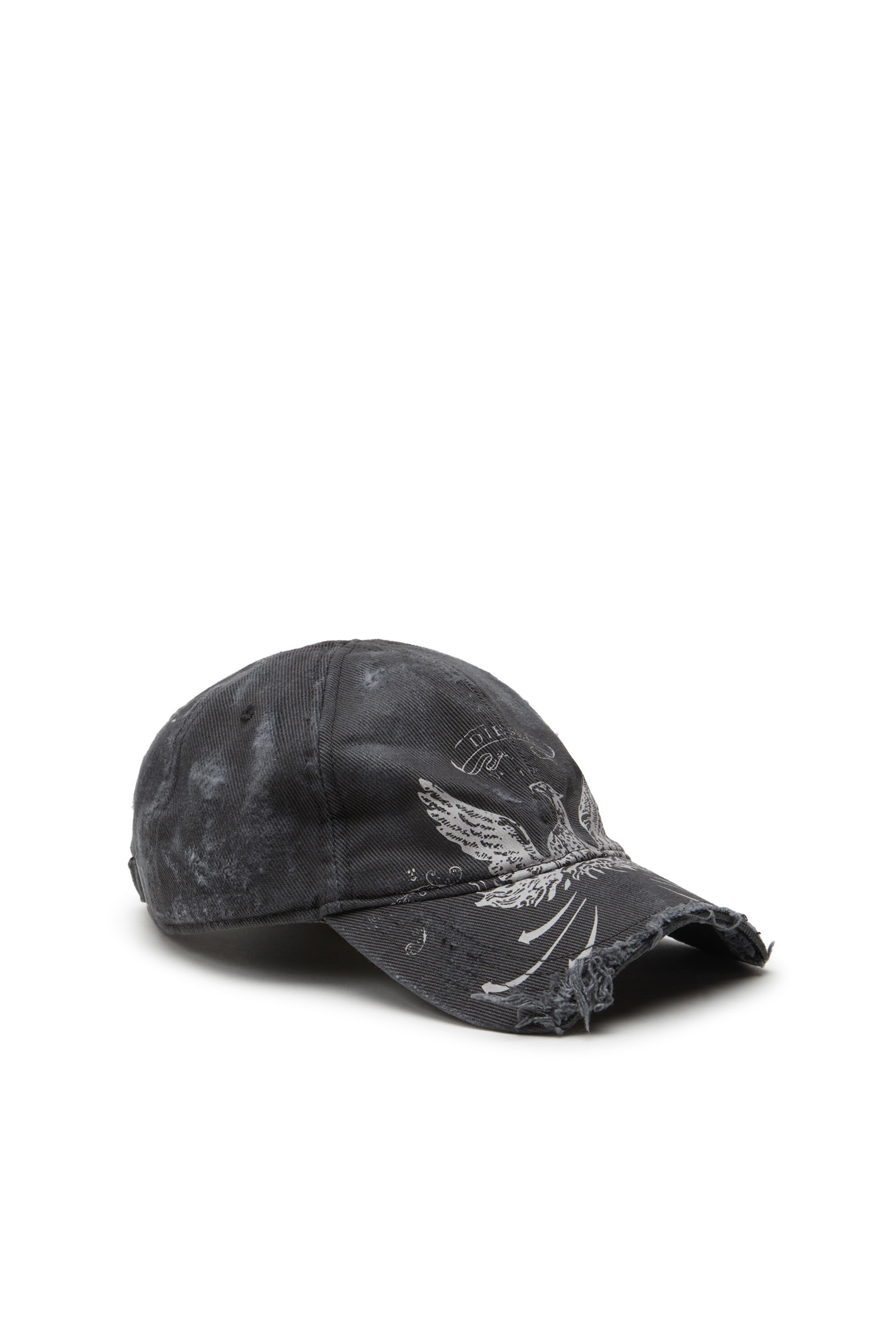 Diesel - C-FENIX, Male's Distressed baseball cap with Phoenix print in ブラック - 1