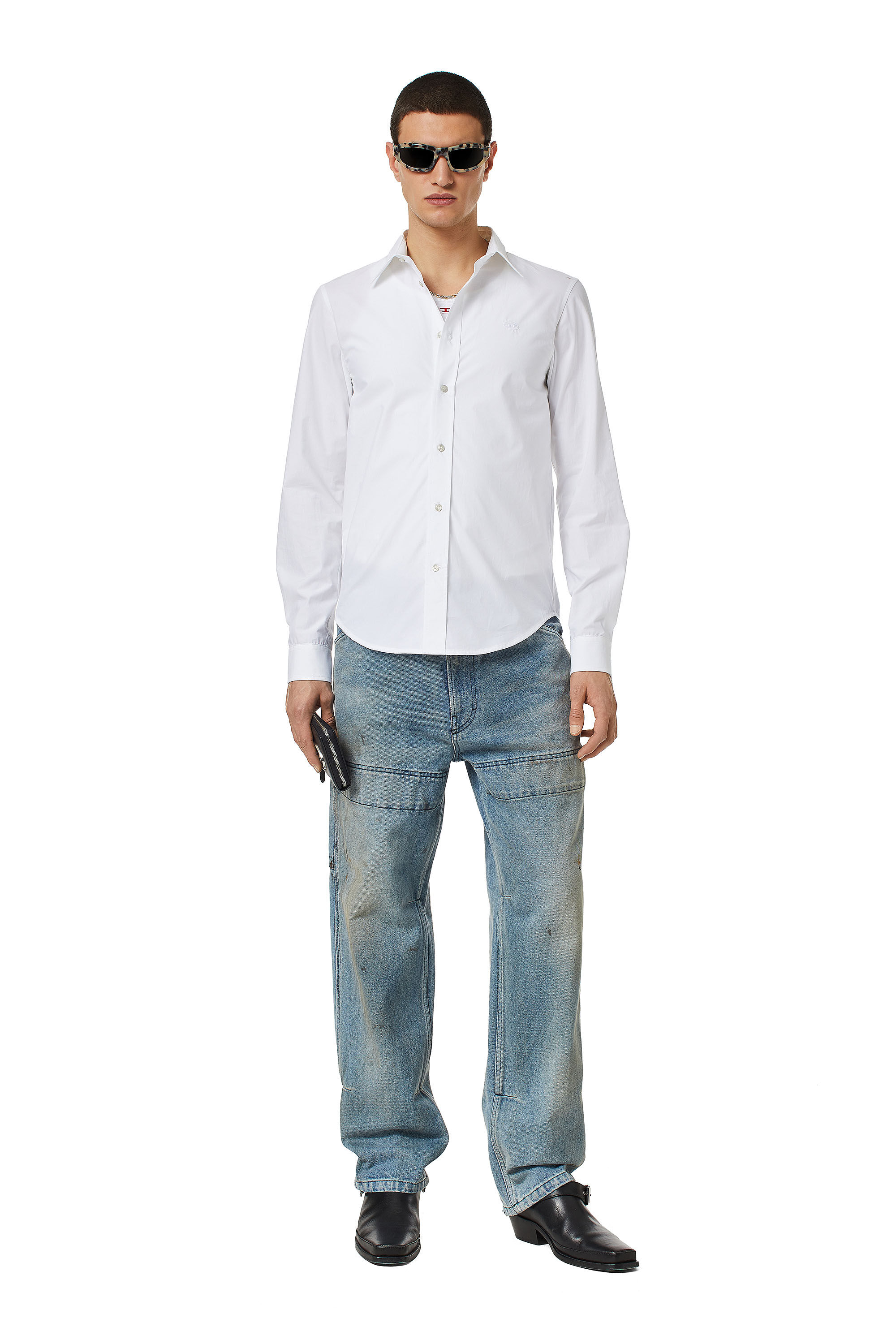 Diesel - S-BEN-CL, Male's シャツ コットン in ホワイト - 1