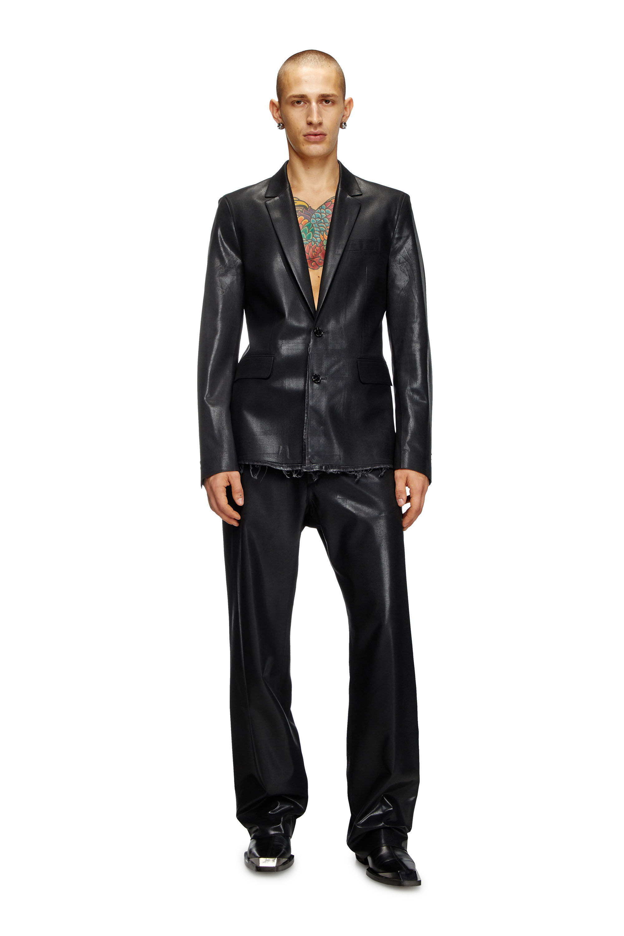 Diesel - J-PHONIX-DENIM, Male's Suit jacket with coated front in ブラック - 1