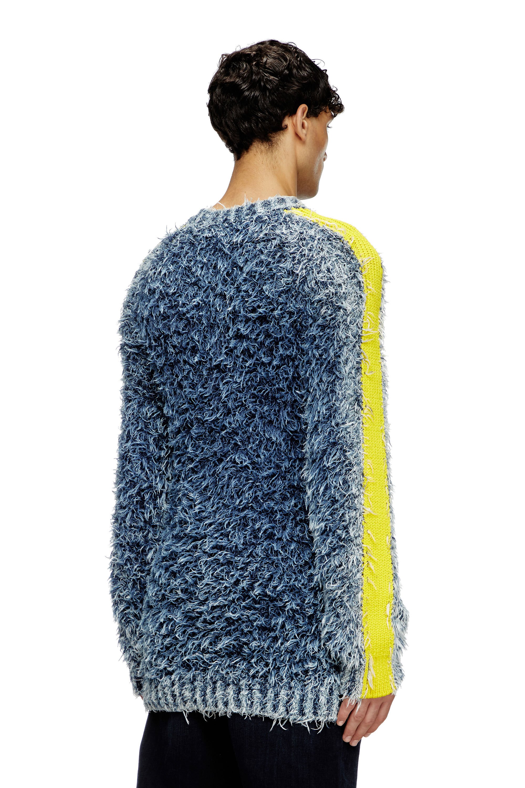 Diesel - K-DAMON, Male's Textured-knit jumper with contrast bands in ブルー - 5
