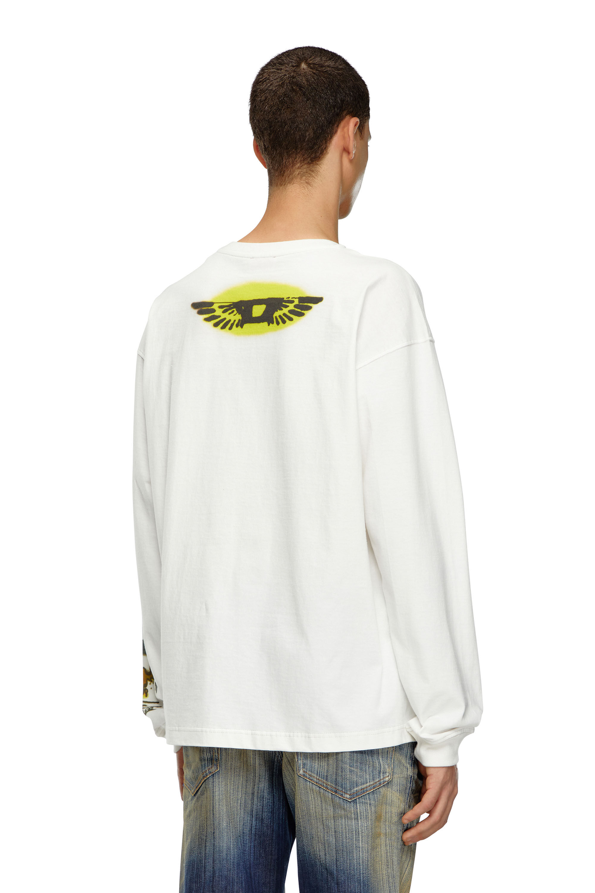 Diesel - T-BOXT-LS-Q9, Male's Long-sleeve T-shirt with blurry prints in ホワイト - 4